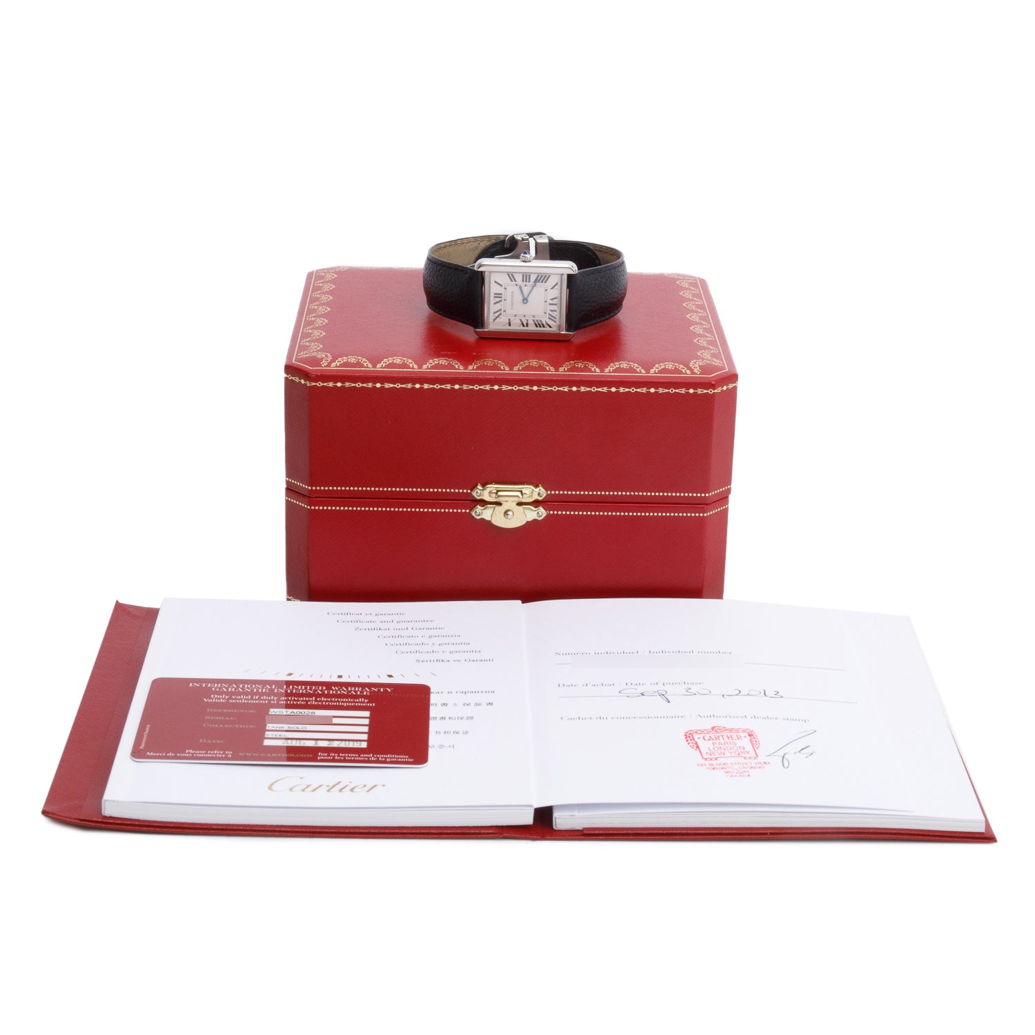 Cartier Stainless Steel Tank Solo Quartz Watch, Large Model 3169 w/ Box & Papers