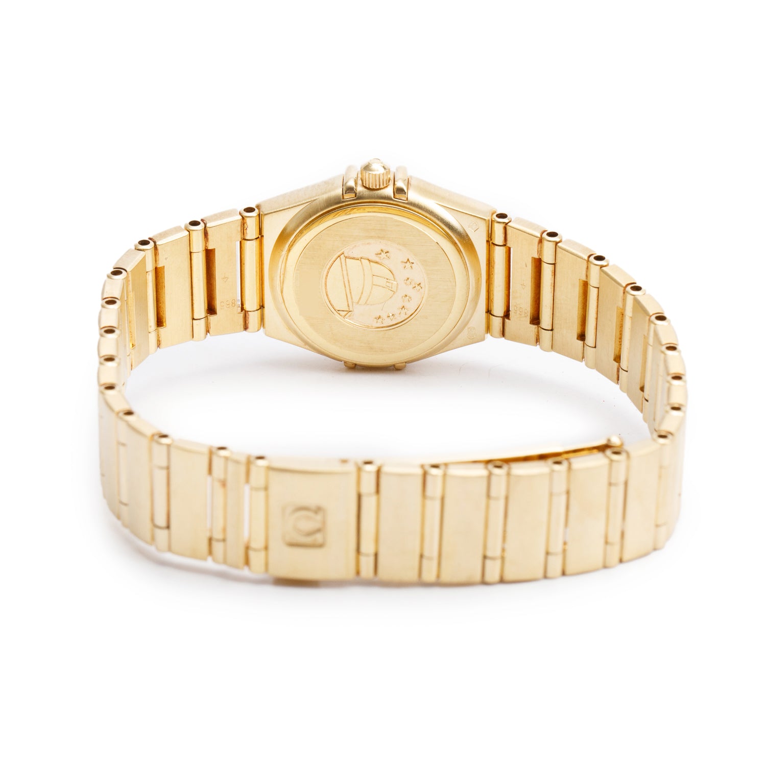 Omega 18k Yellow Gold Diamond Bezel Constellation 22.5 MM Quartz Watch w/ Box & Papers