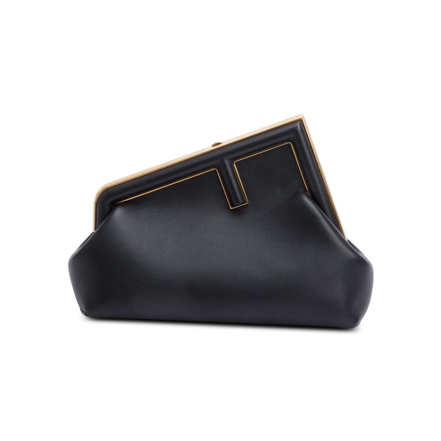 Fendi Black Nappa Leather Small Fendi First Bag w/ Strap