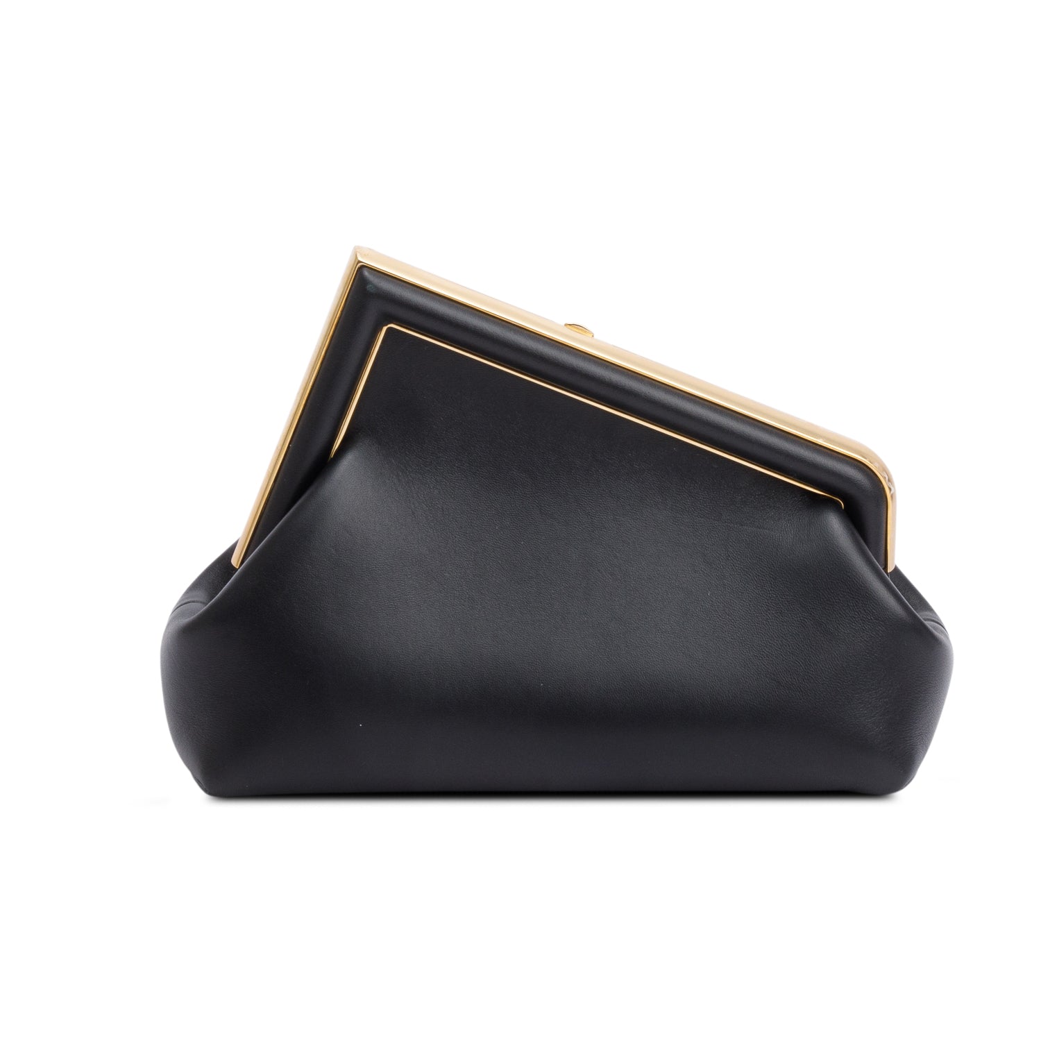 Fendi Black Nappa Leather Small Fendi First Bag w/ Strap