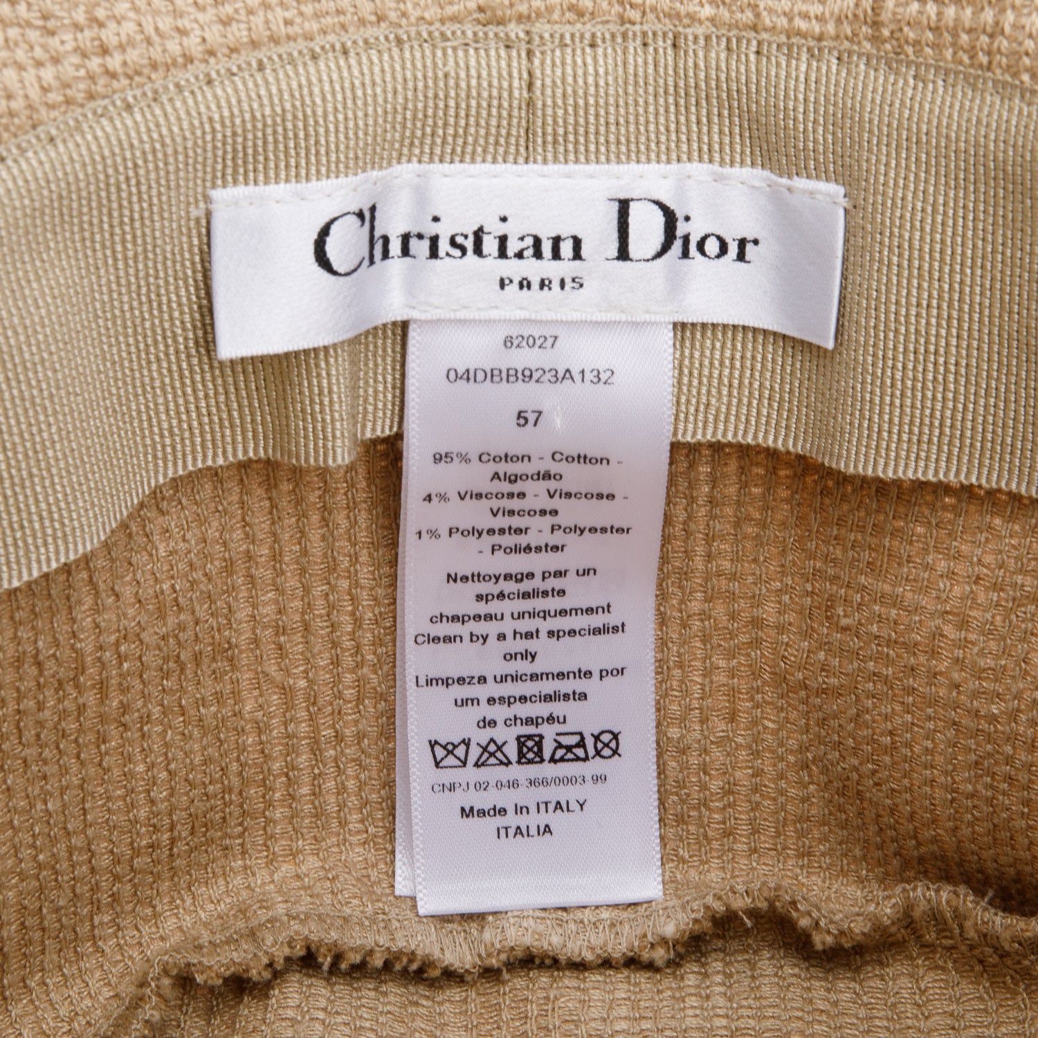 Christian Dior Beige Embroidery Small Brim Bucket Hat