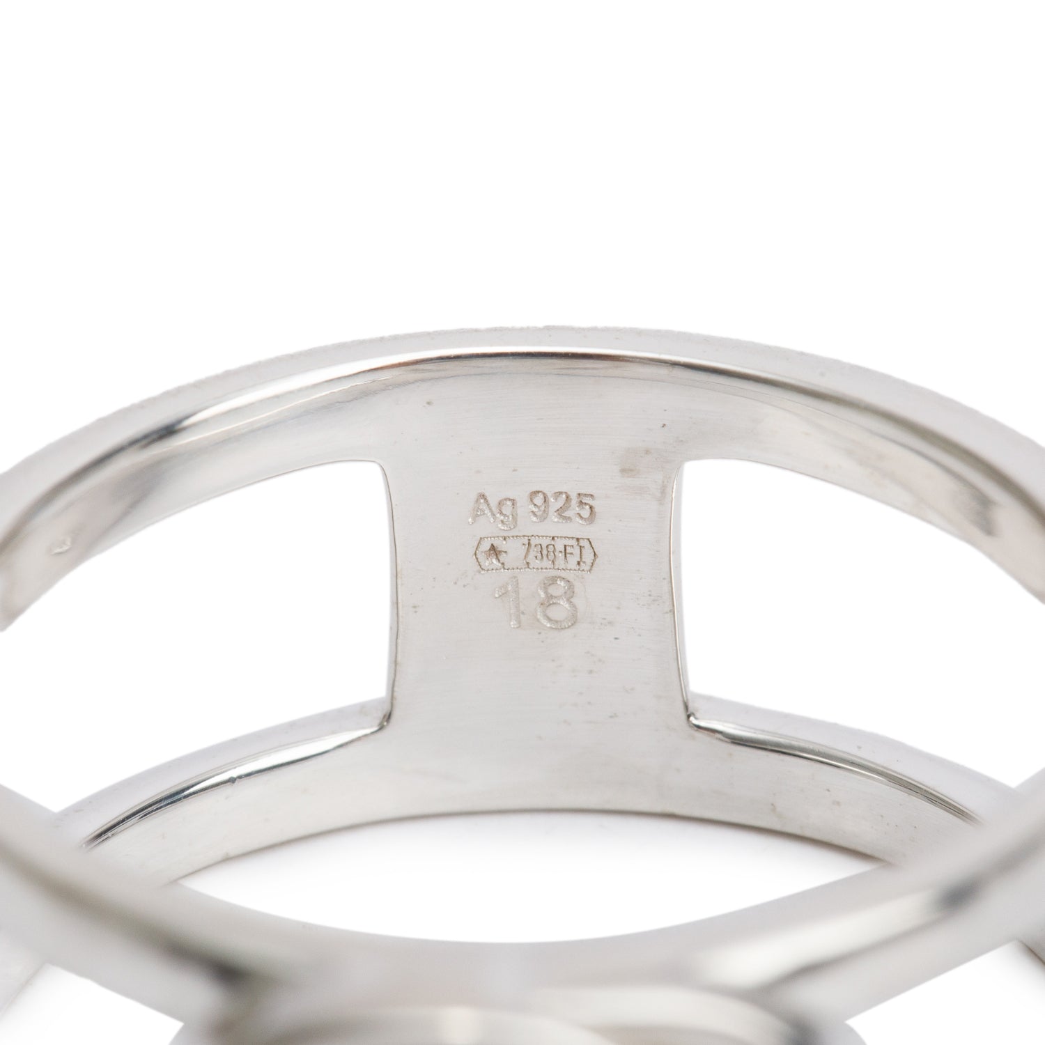 Gucci Sterling Silver Interlocking Wide Open Band Ring, Size 18 8.25