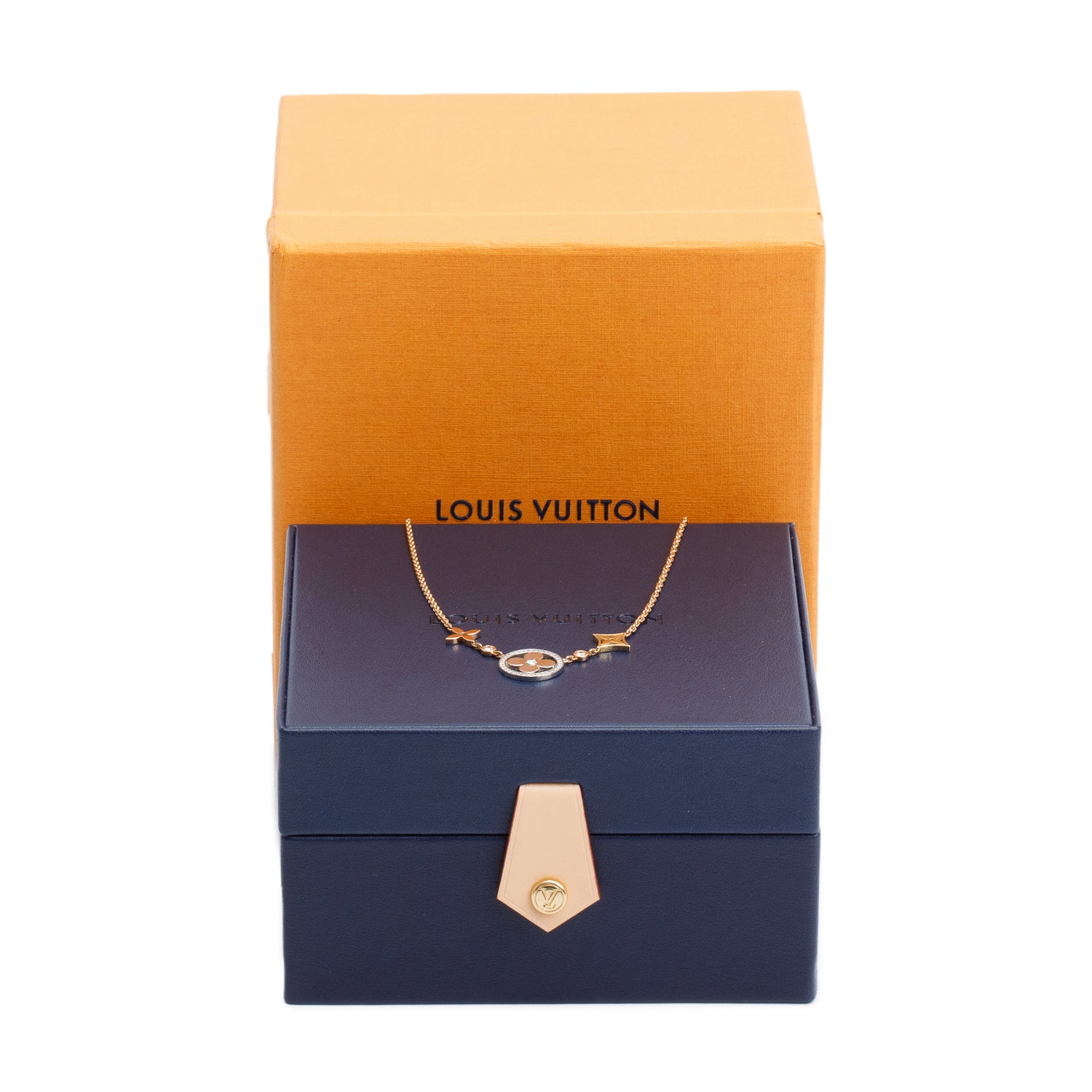 Louis Vuitton 18k Rose, Yellow & White Gold Diamond Idylle Blossom XL 3 Golds Necklace w/ Box