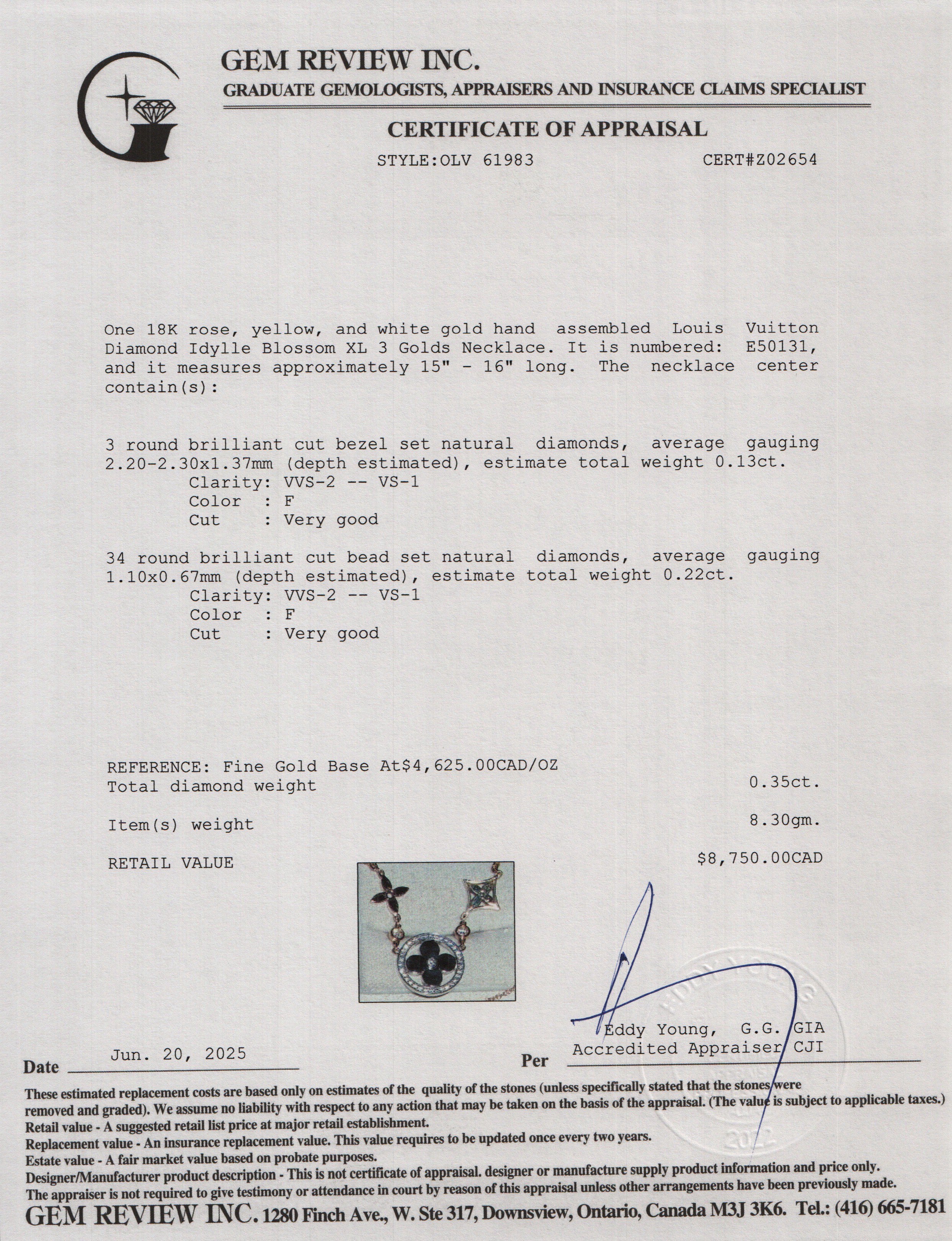 Louis Vuitton 18k Rose, Yellow & White Gold Diamond Idylle Blossom XL 3 Golds Necklace w/ Box