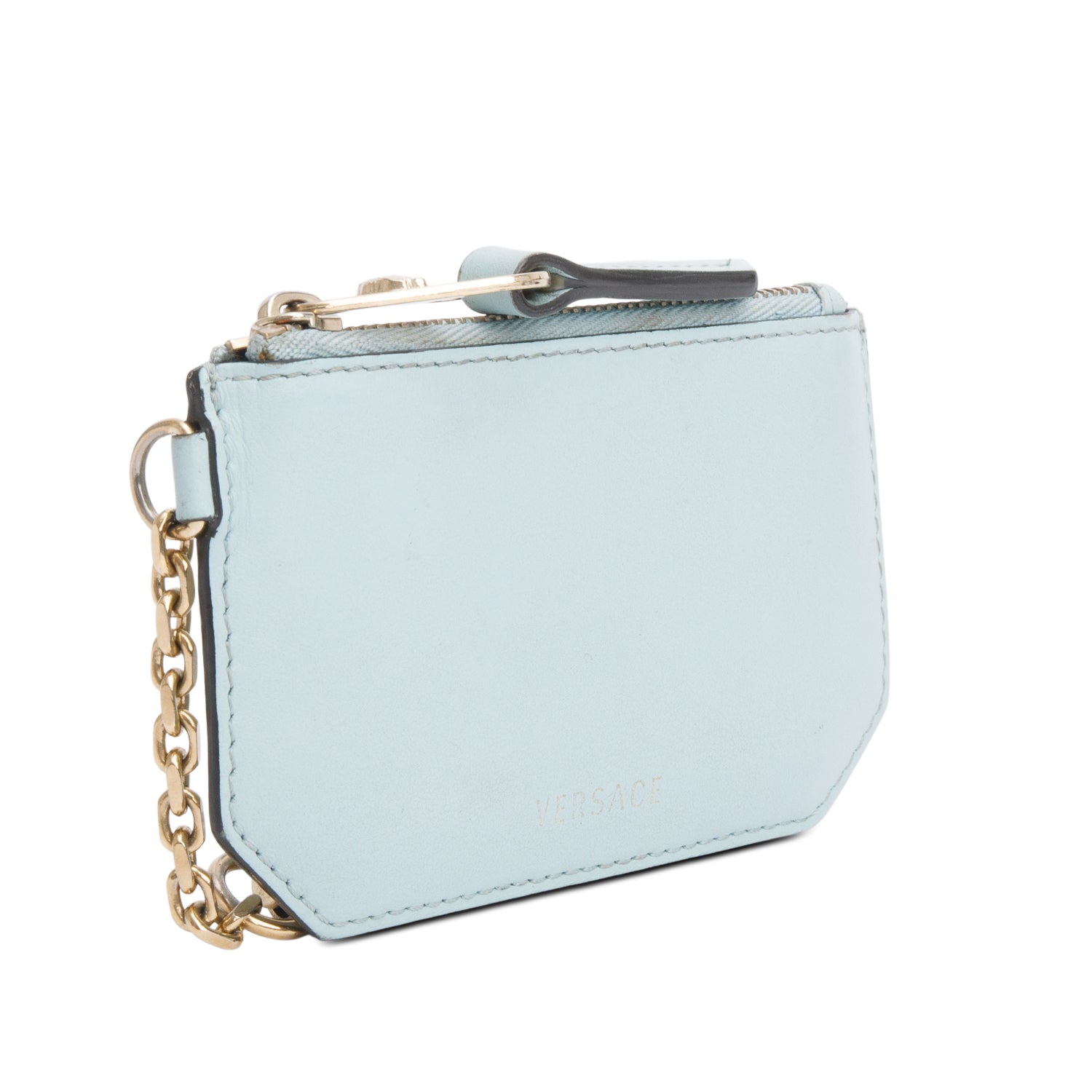 Versace Blue Leather Medusa Key Pouch