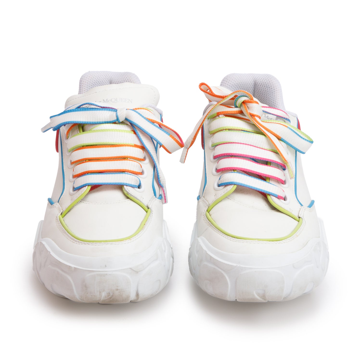 Alexander McQueen White Leather Oversized Court Sneakers, Size 37 w/ Box