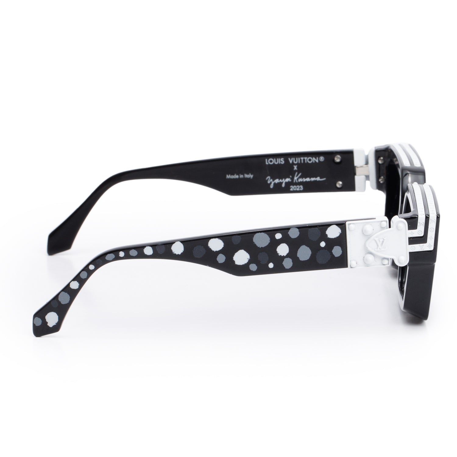 Louis Vuitton 2022 Black Painted Dots Acetate 1.1 Millionaires Sunglasses w/ Case