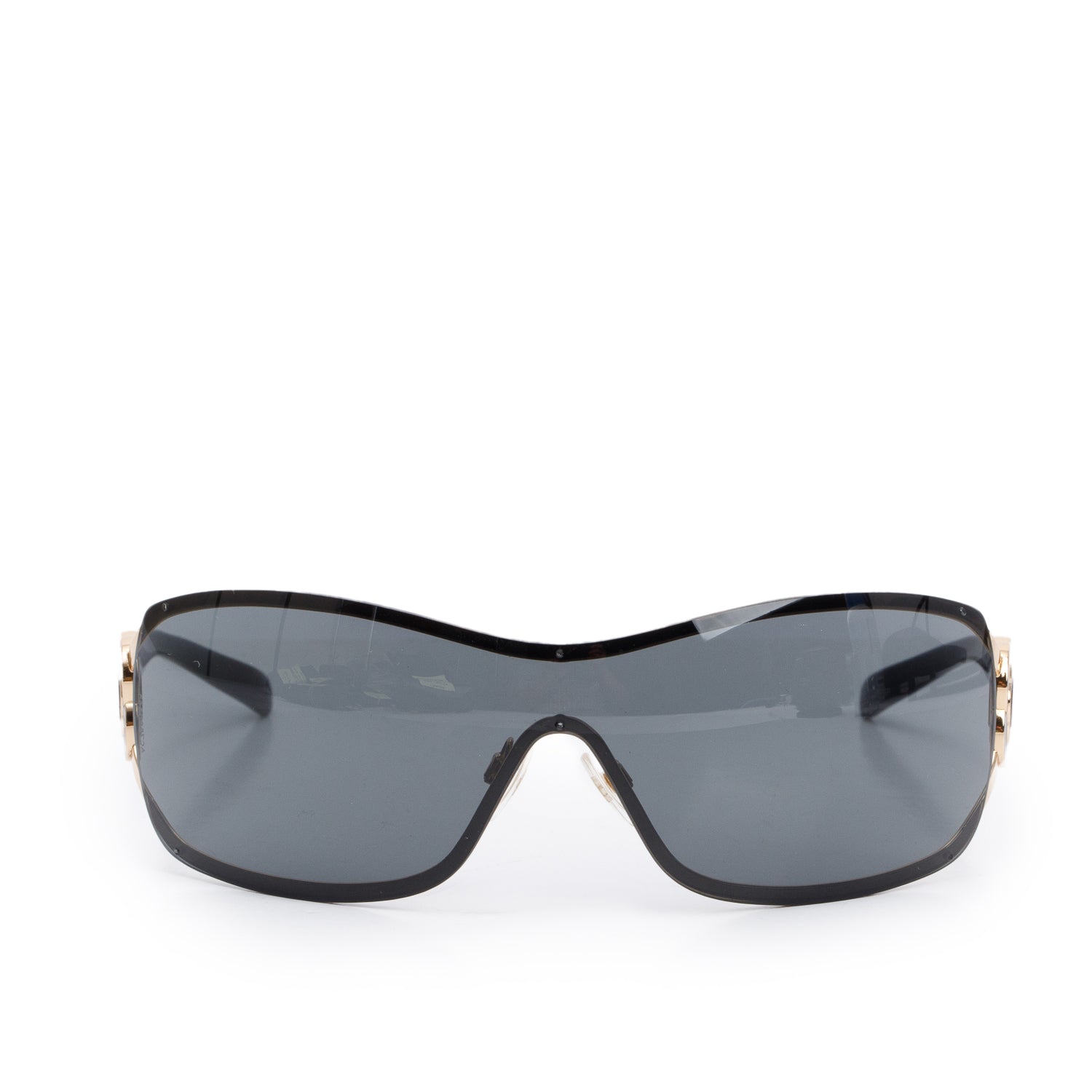 Chanel 4164 Black Acetate Enamel Camellia Shield Sunglasses w/ Case