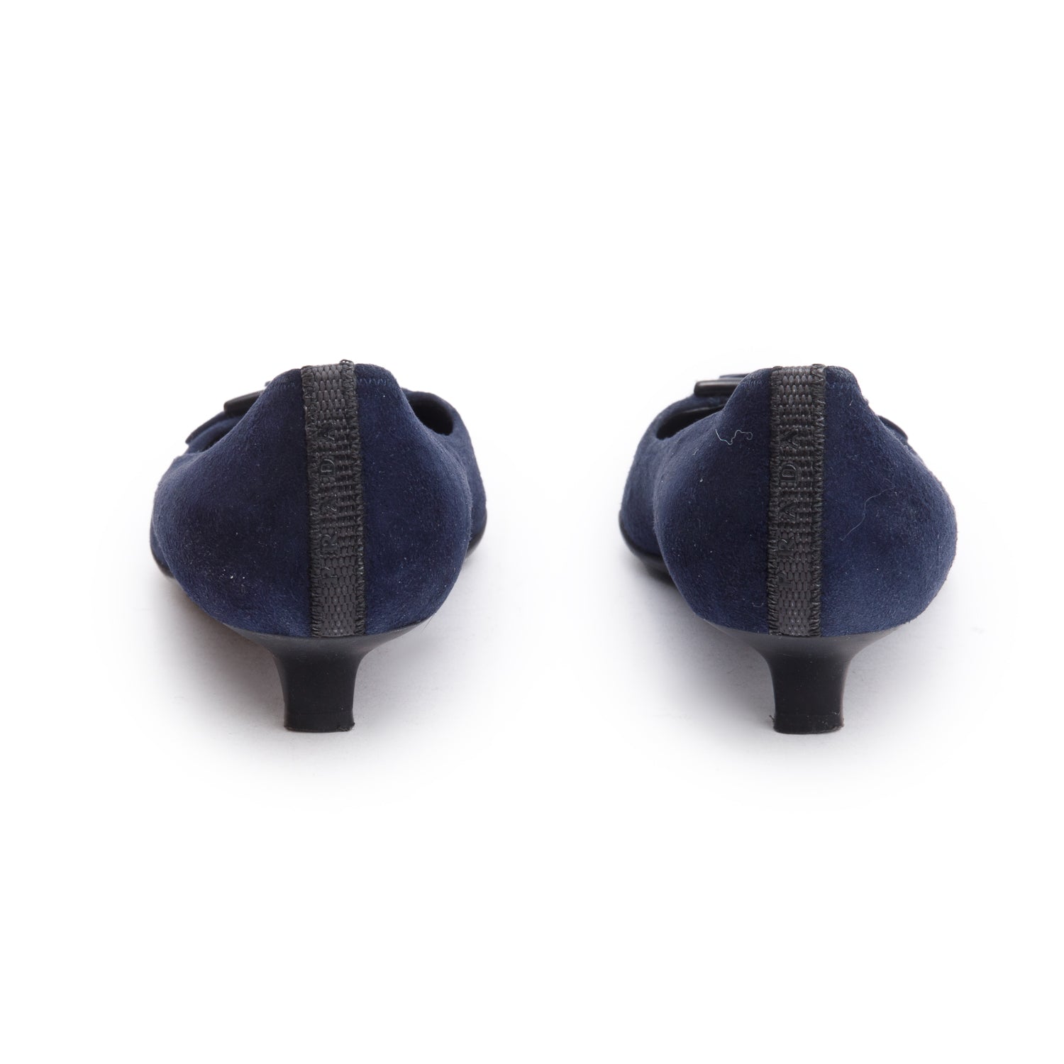 Prada Sport Navy Suede Buckle Accent Pumps, Size 36