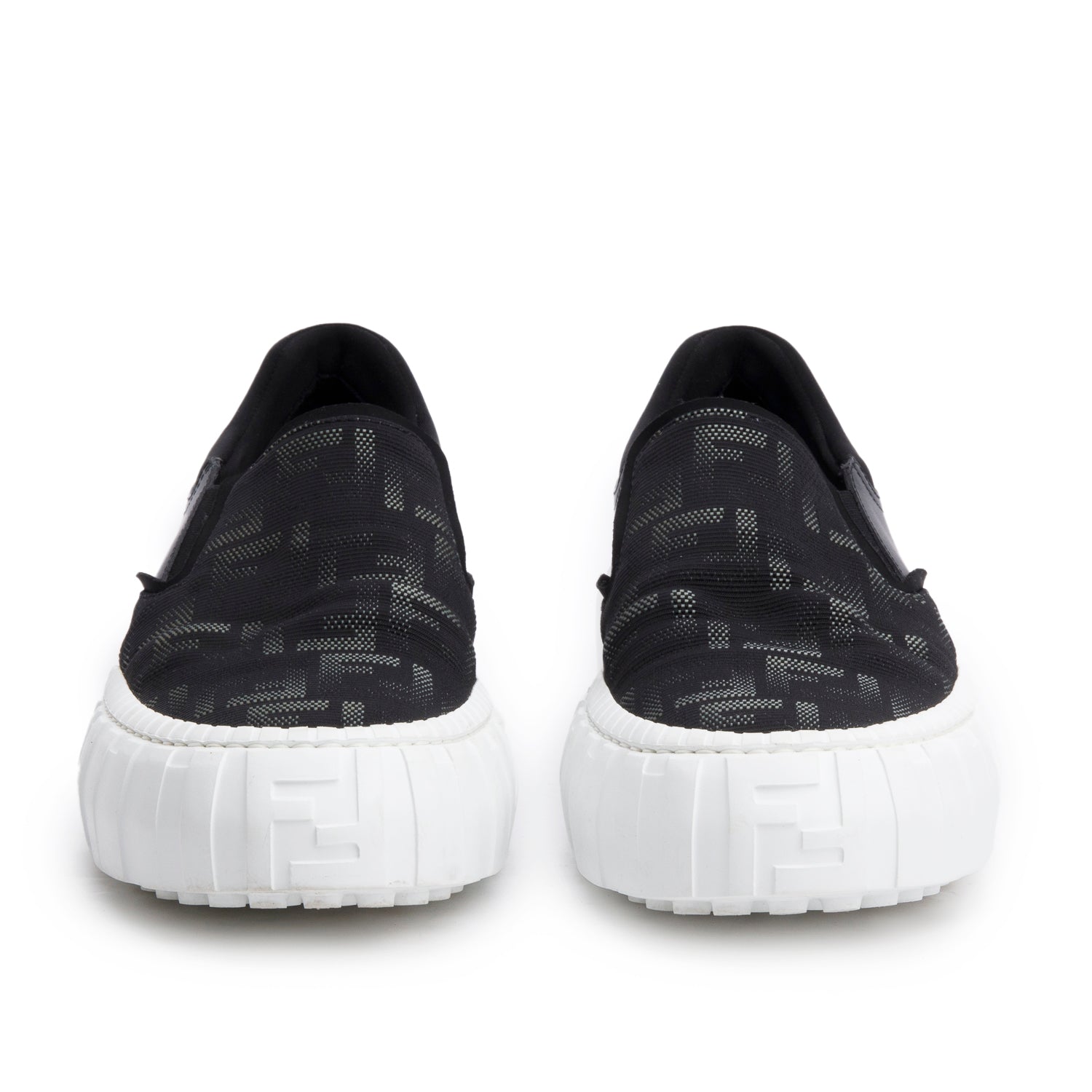 Fendi Black Zucca FF Logo Canvas Leather Sneakers, Men's Size 10