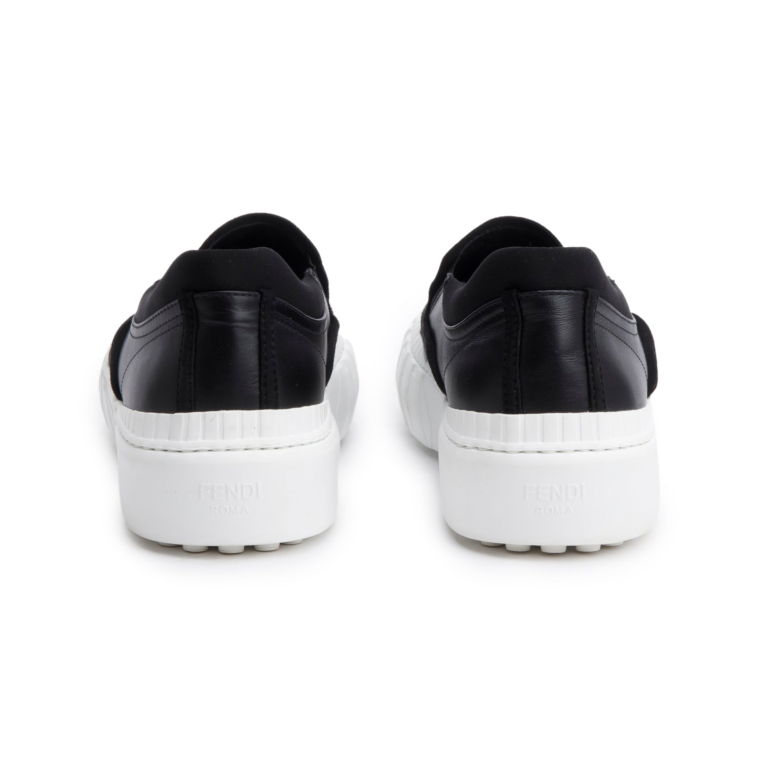 Fendi Black Zucca FF Logo Canvas Leather Sneakers, Men's Size 10