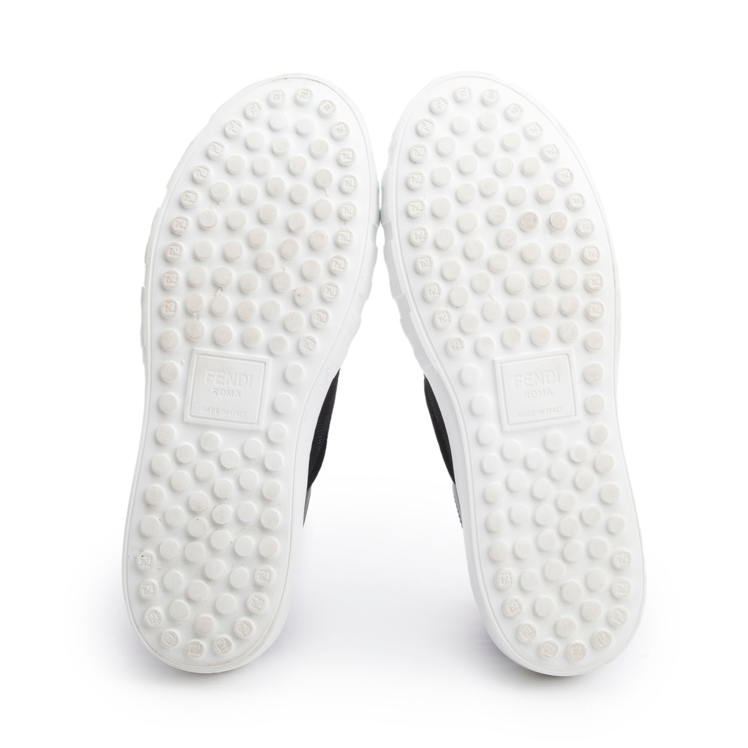 Fendi Black Zucca FF Logo Canvas Leather Sneakers, Men's Size 10