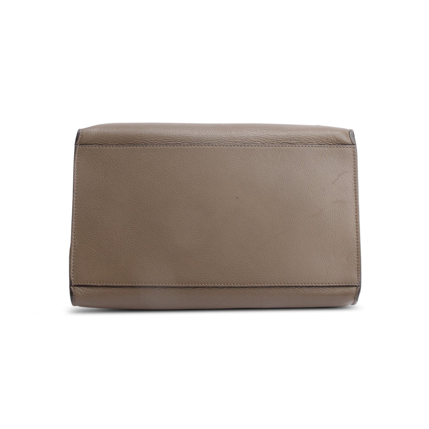 Celine Taupe Calfskin Leather Suede Trim Medium Trapeze Bag w/ Strap