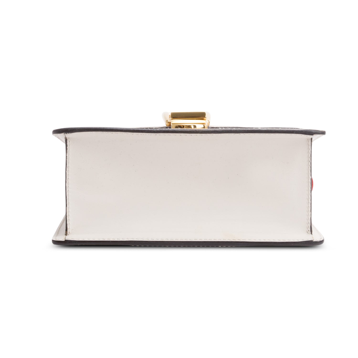 Gucci White Calfskin Leather Web Mini Sylvie Chain Shoulder Bag