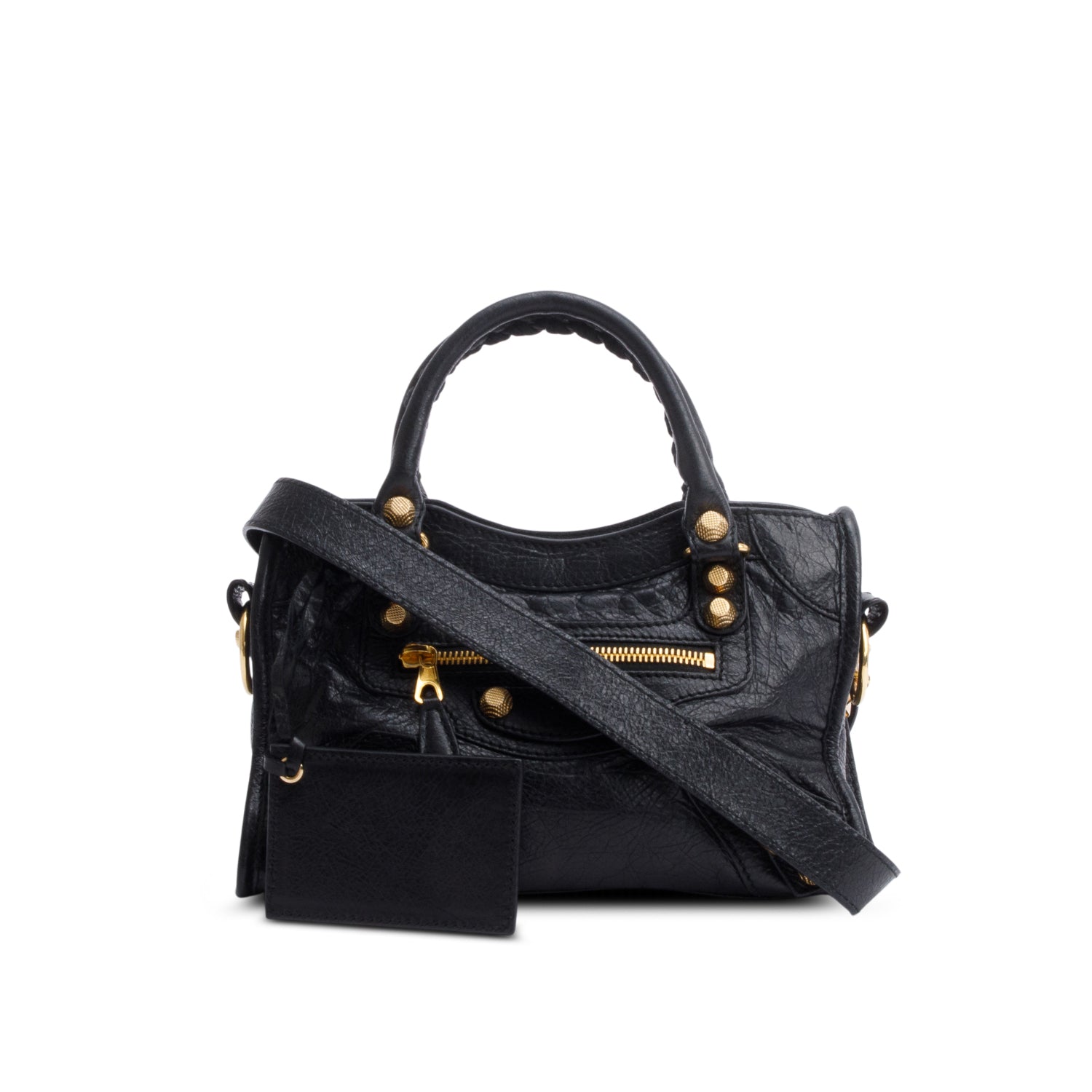 Balenciaga Black Agneau Leather Classic Mini City Bag w/ Strap