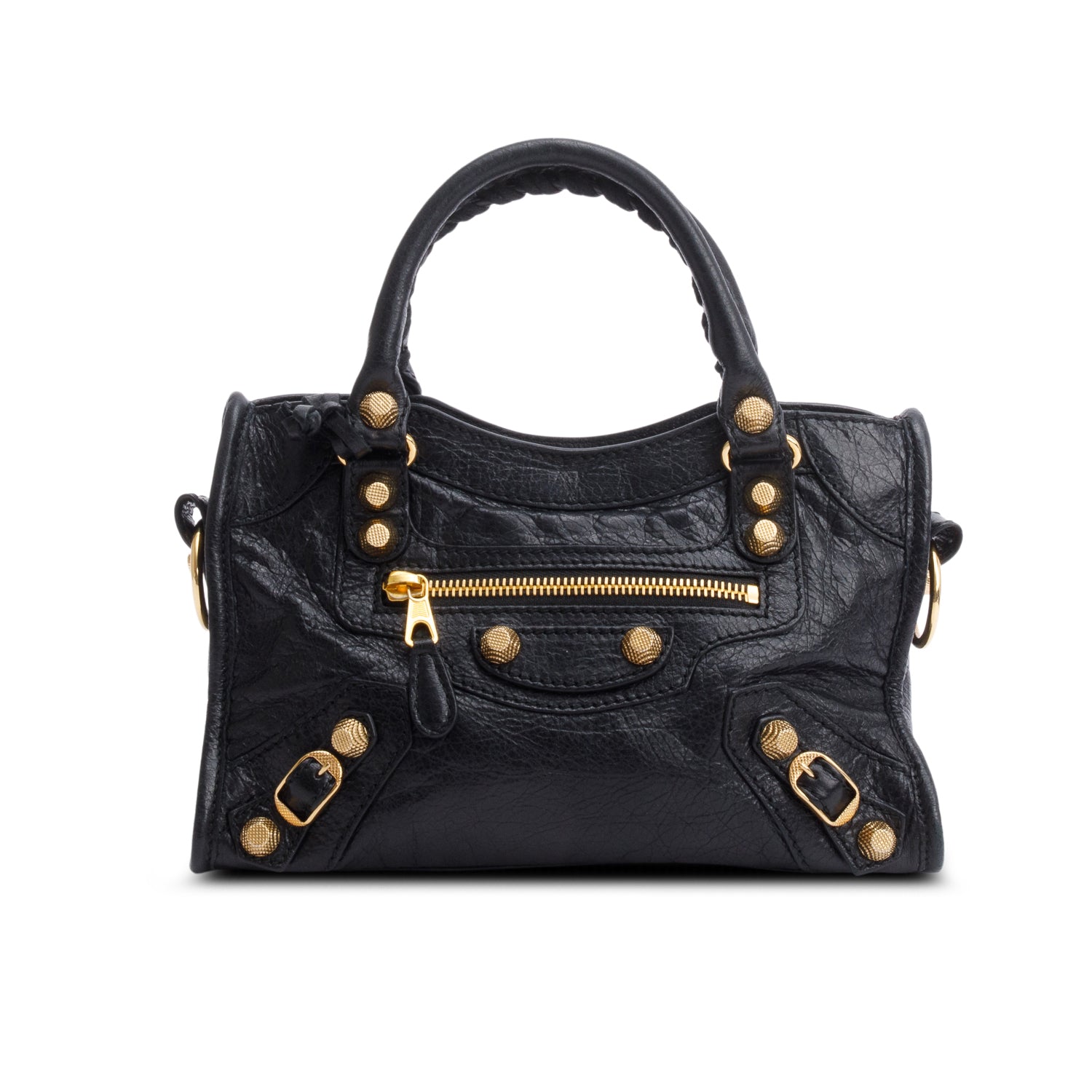 Balenciaga Black Agneau Leather Classic Mini City Bag w/ Strap