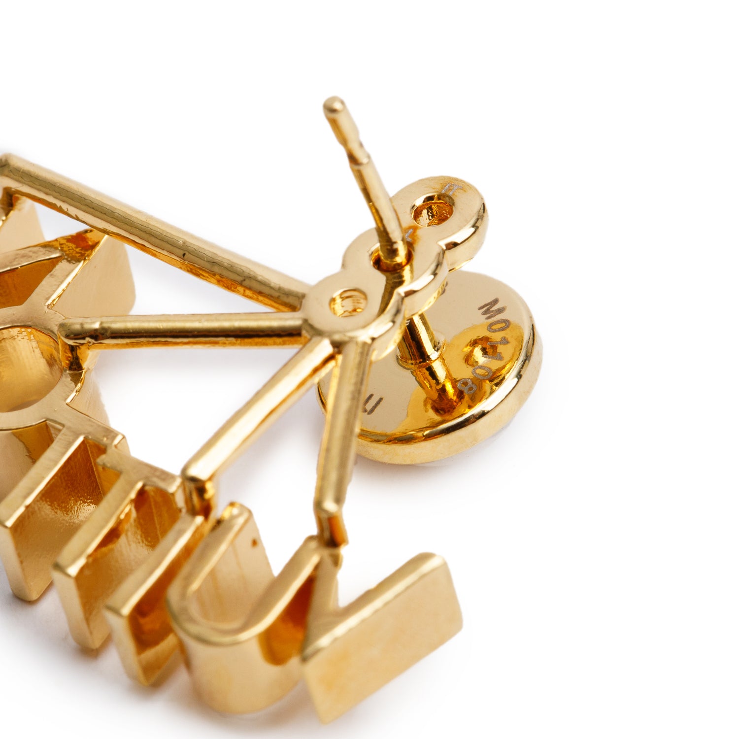 Louis Vuitton 2023 Gold-Plated Faux Pearl LV Spelling Earrings w/ Box & Receipt