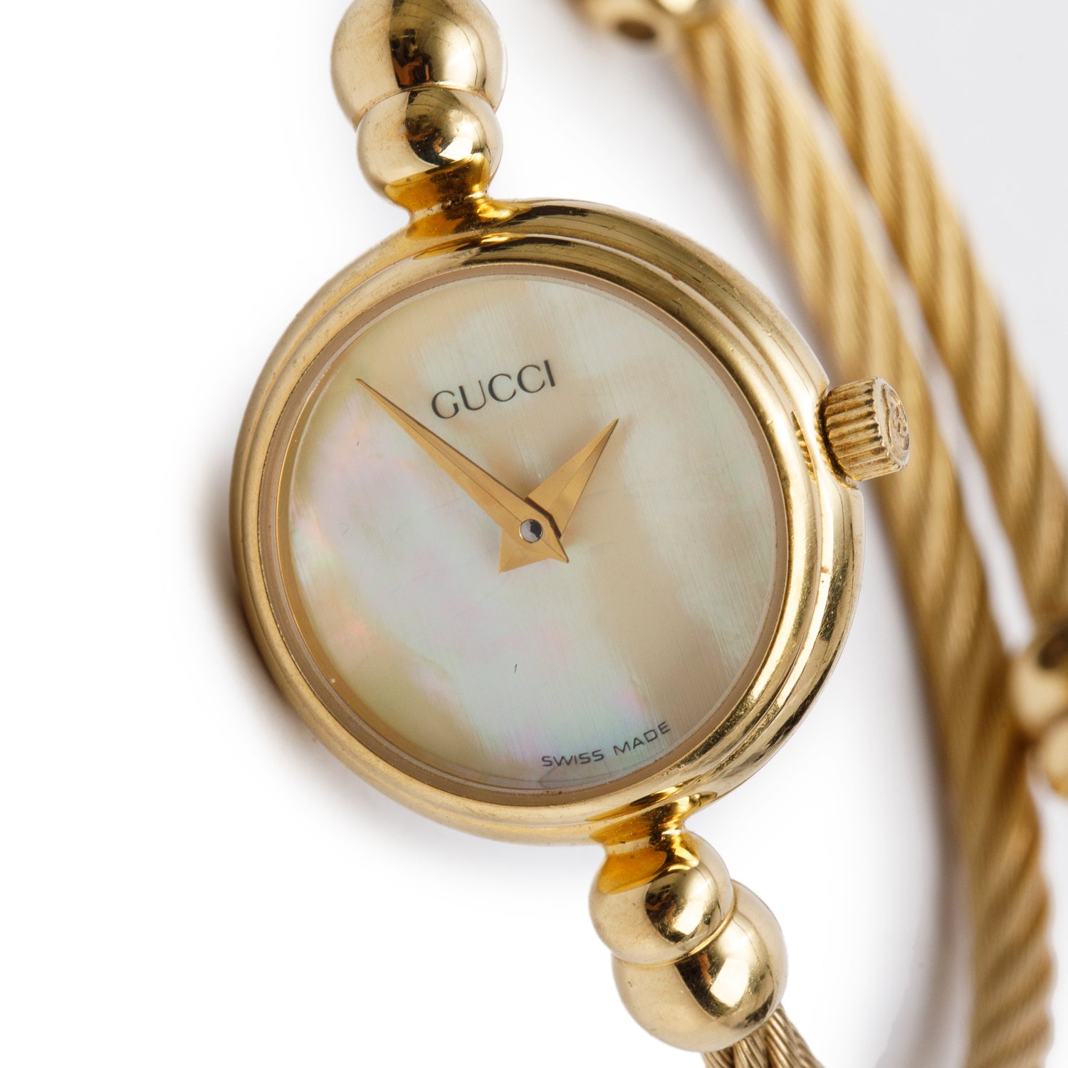Gucci Gold-Plated Stainless Steel 2700 Series 20 MM Quartz Watch Mother of Pearl Dial