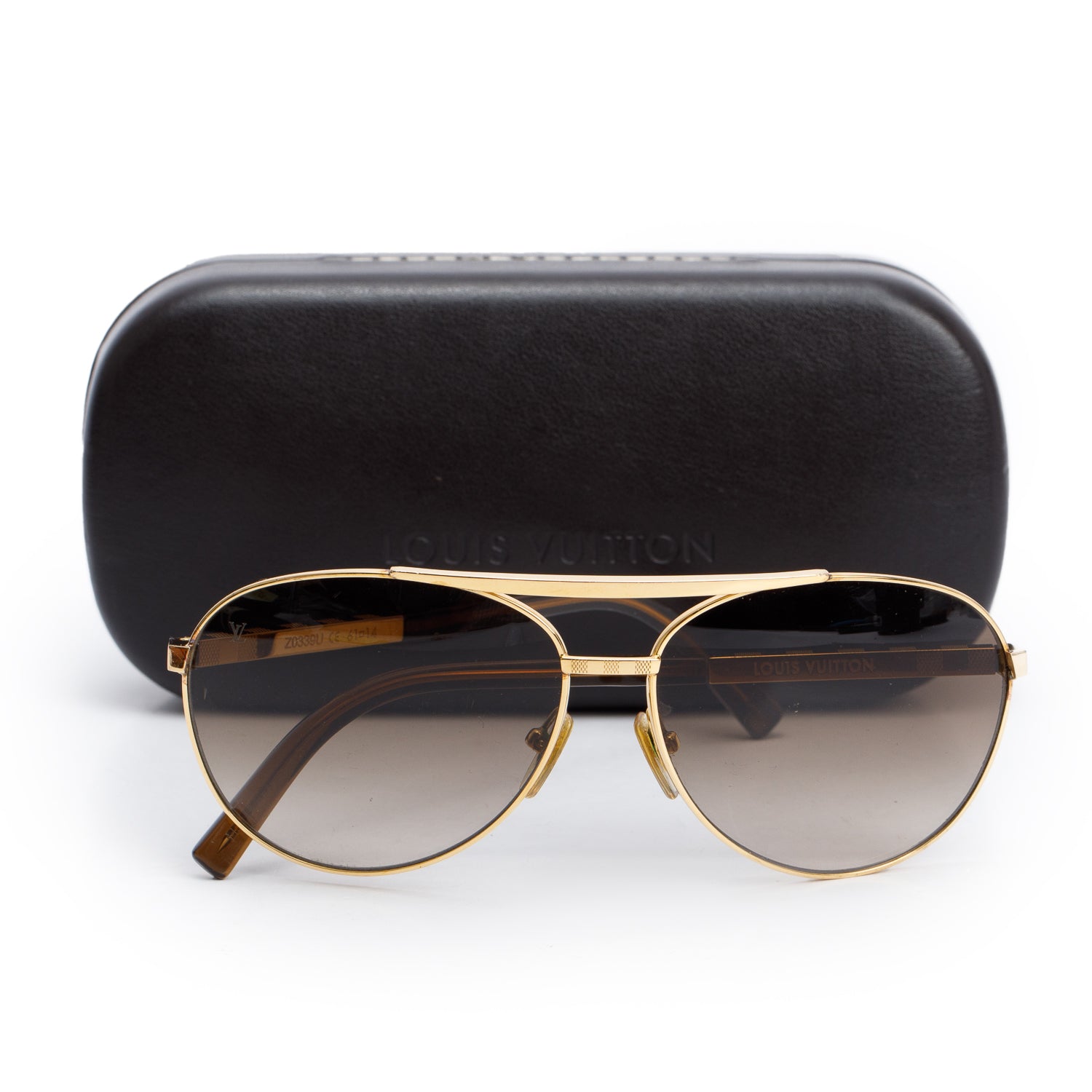 Louis Vuitton Z0339U Gold-Tone Attitude Pilote Aviator Sunglasses w/ Case