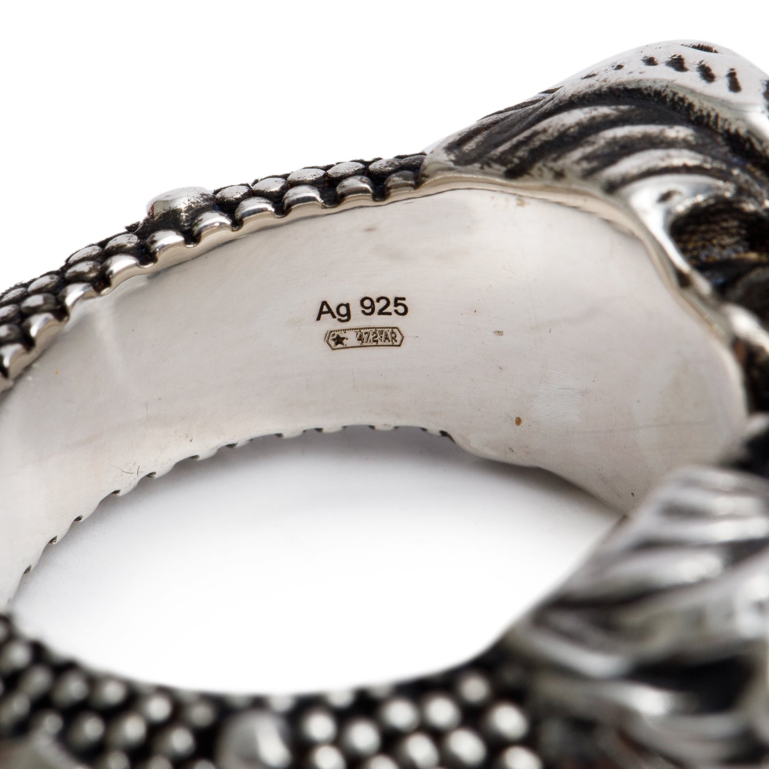 Gucci Sterling Silver Double Tiger Head Open Ring, Size 20 9.5 w/ Box