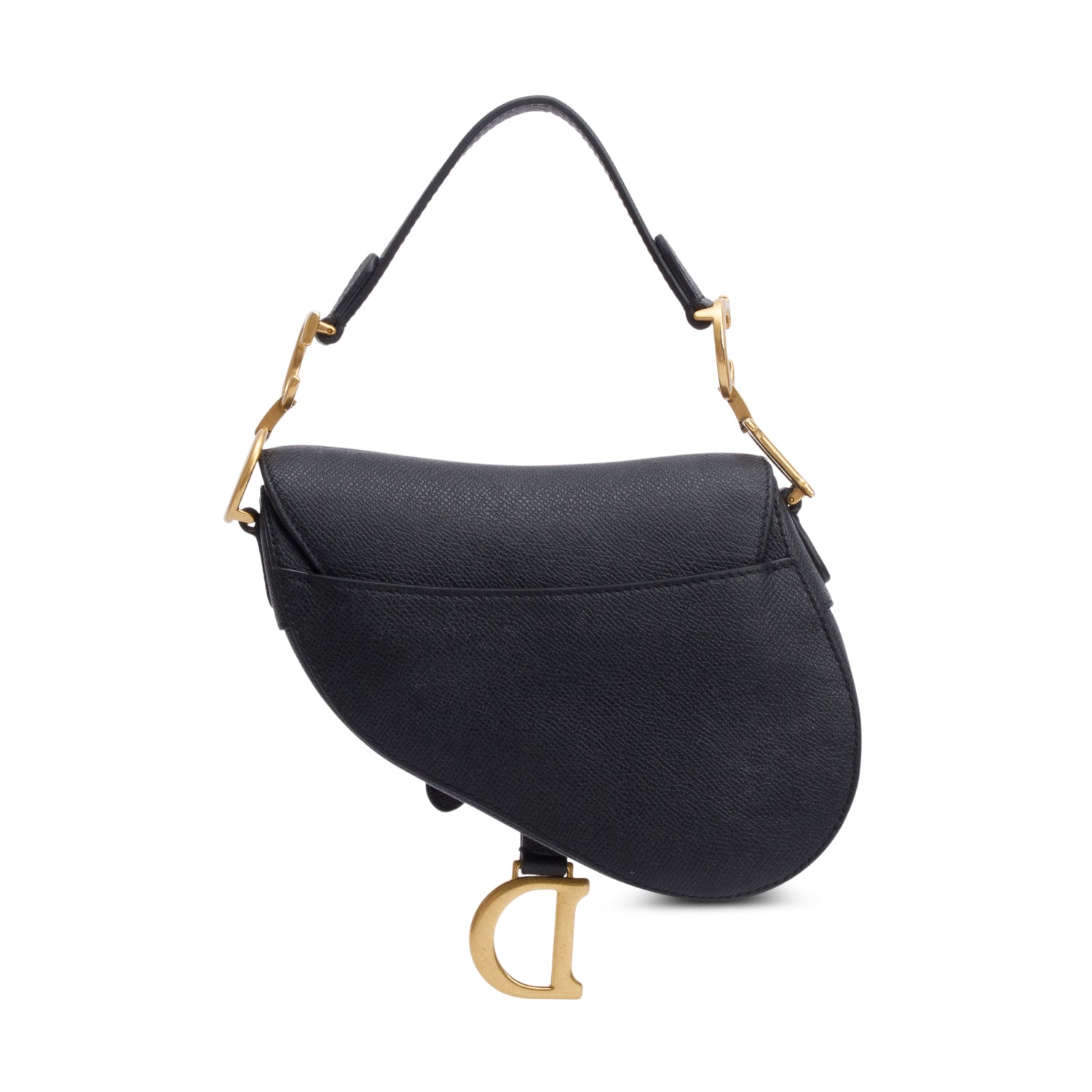 Christian Dior Black Grained Calfskin Leather Mini Saddle Bag