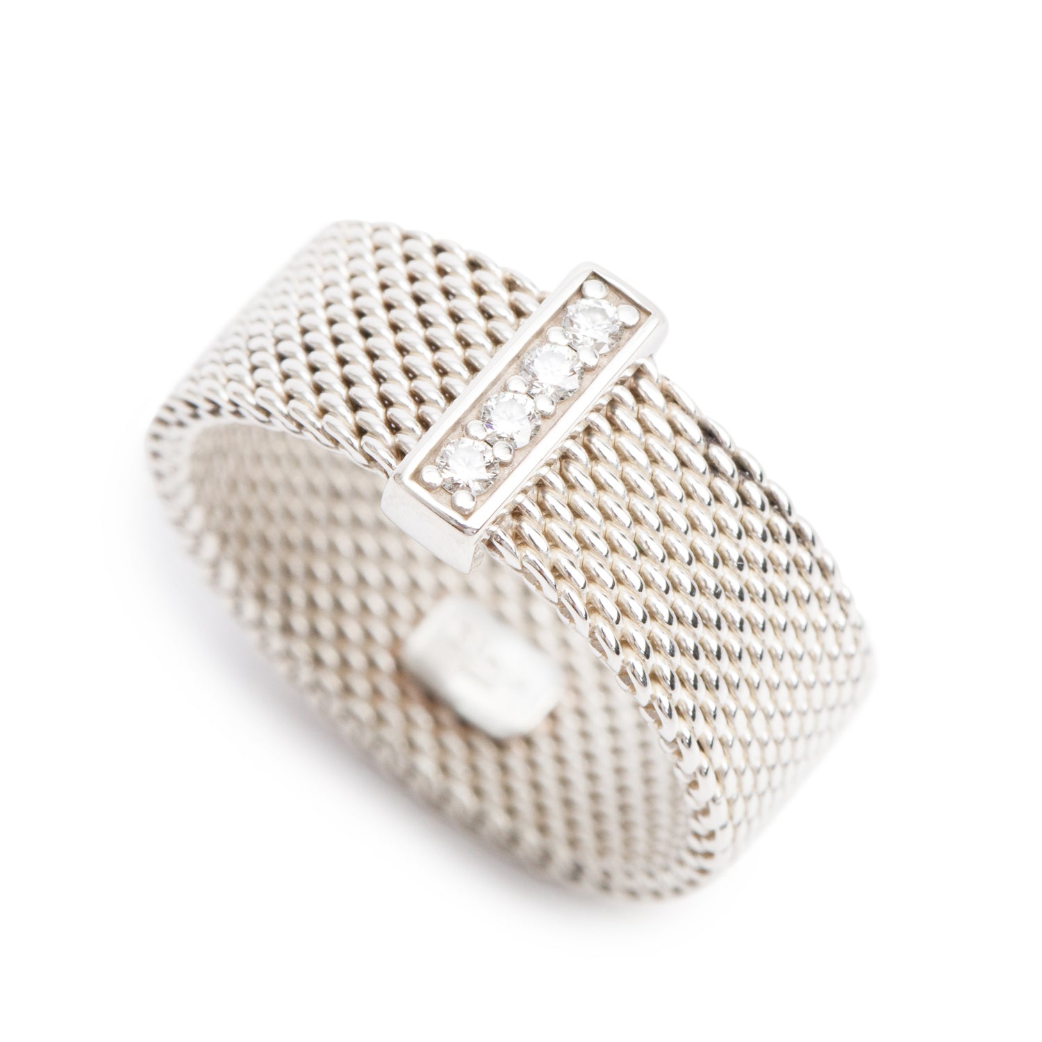 Tiffany & Co. Sterling Silver Diamond Somerset Ring, Size 5.75