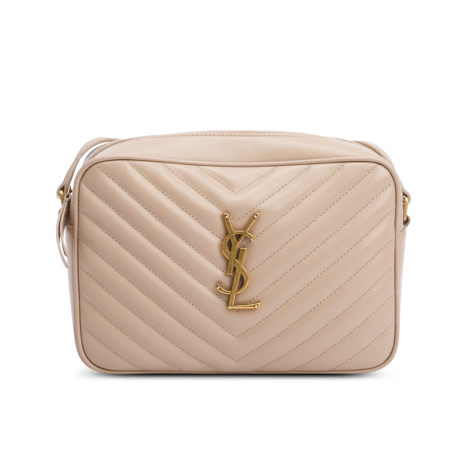Saint Laurent Beige Quilted Leather Lou Camera Bag w/ Box