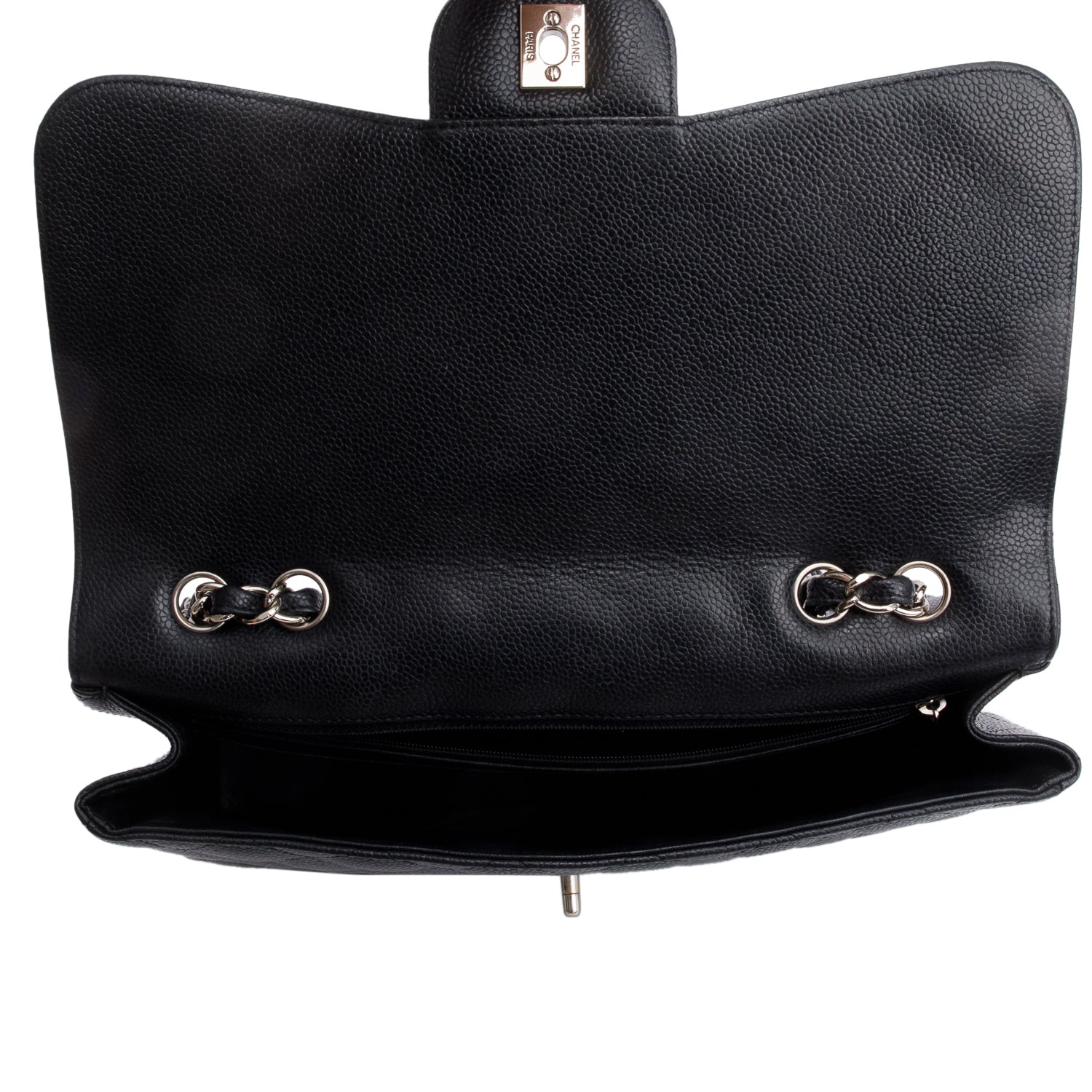 Chanel Black Caviar Classic Jumbo Single Flap Bag w/ Box