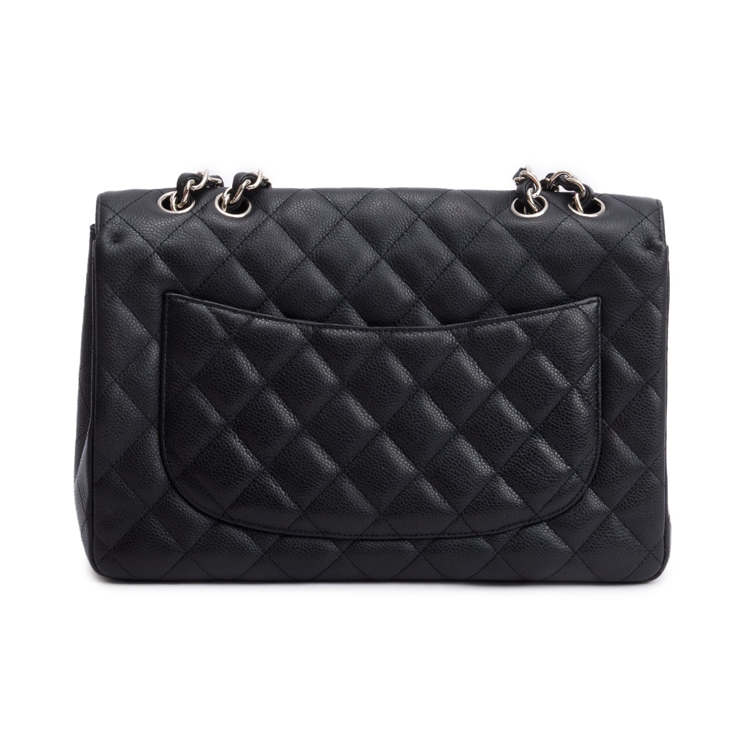 Chanel Black Caviar Classic Jumbo Single Flap Bag w/ Box