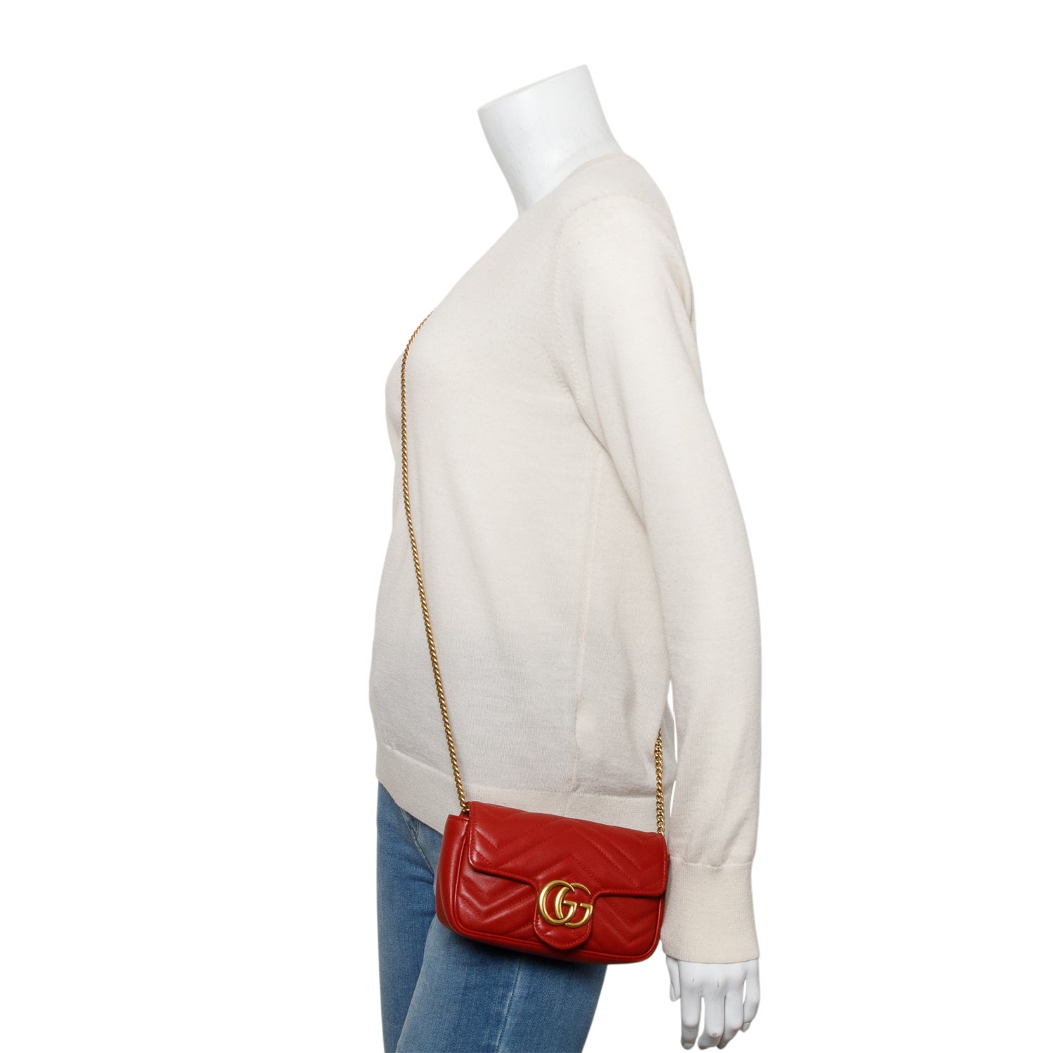 Gucci Red GG Marmont Matelasse Leather Super Mini Bag