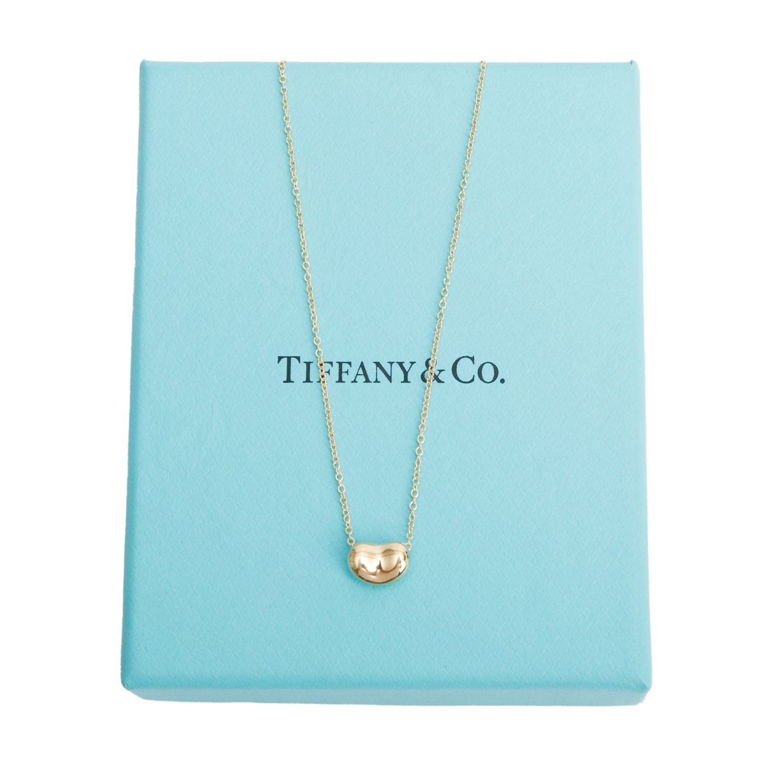 Tiffany & Co. Elsa Peretti 18k Yellow Gold 9 MM Bean Pendant Necklace w/ Box