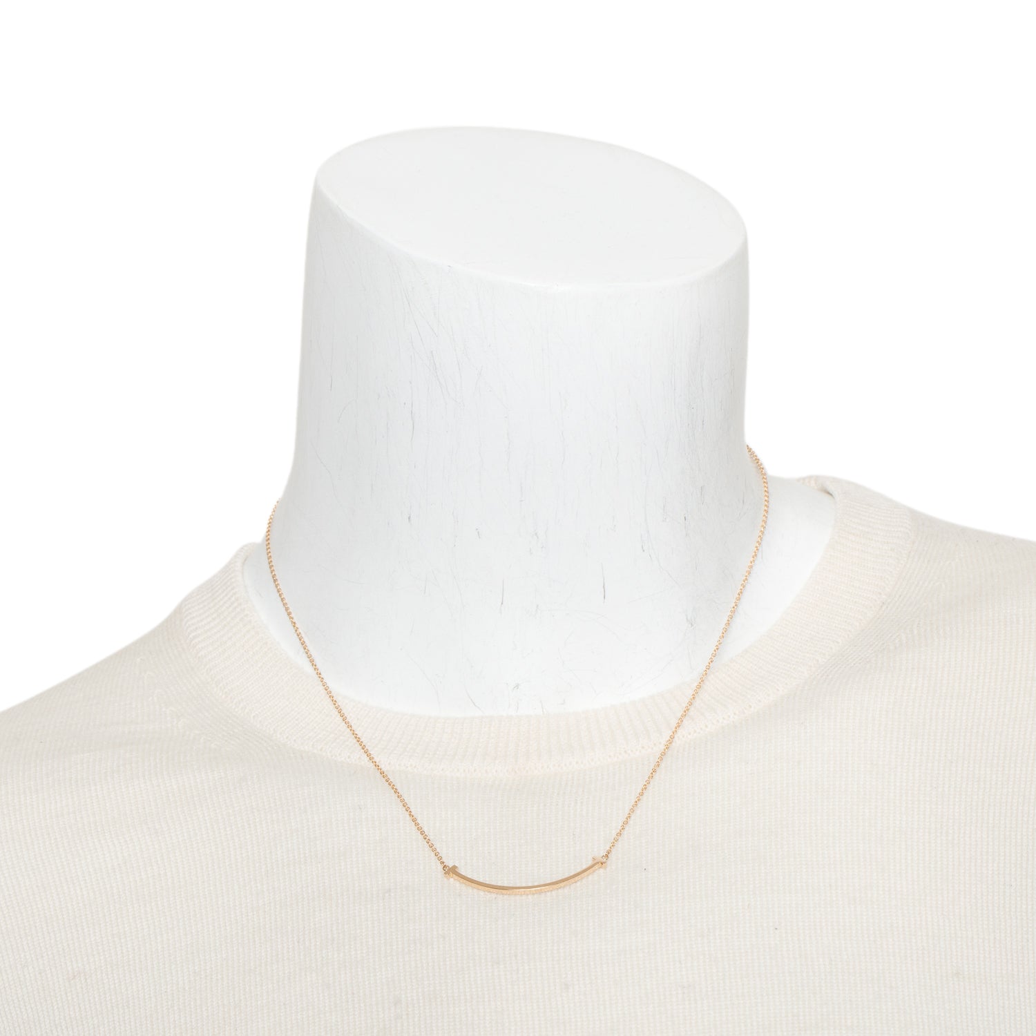 Tiffany & Co. 18k Rose Gold Small T Smile Pendant Necklace w/ Box