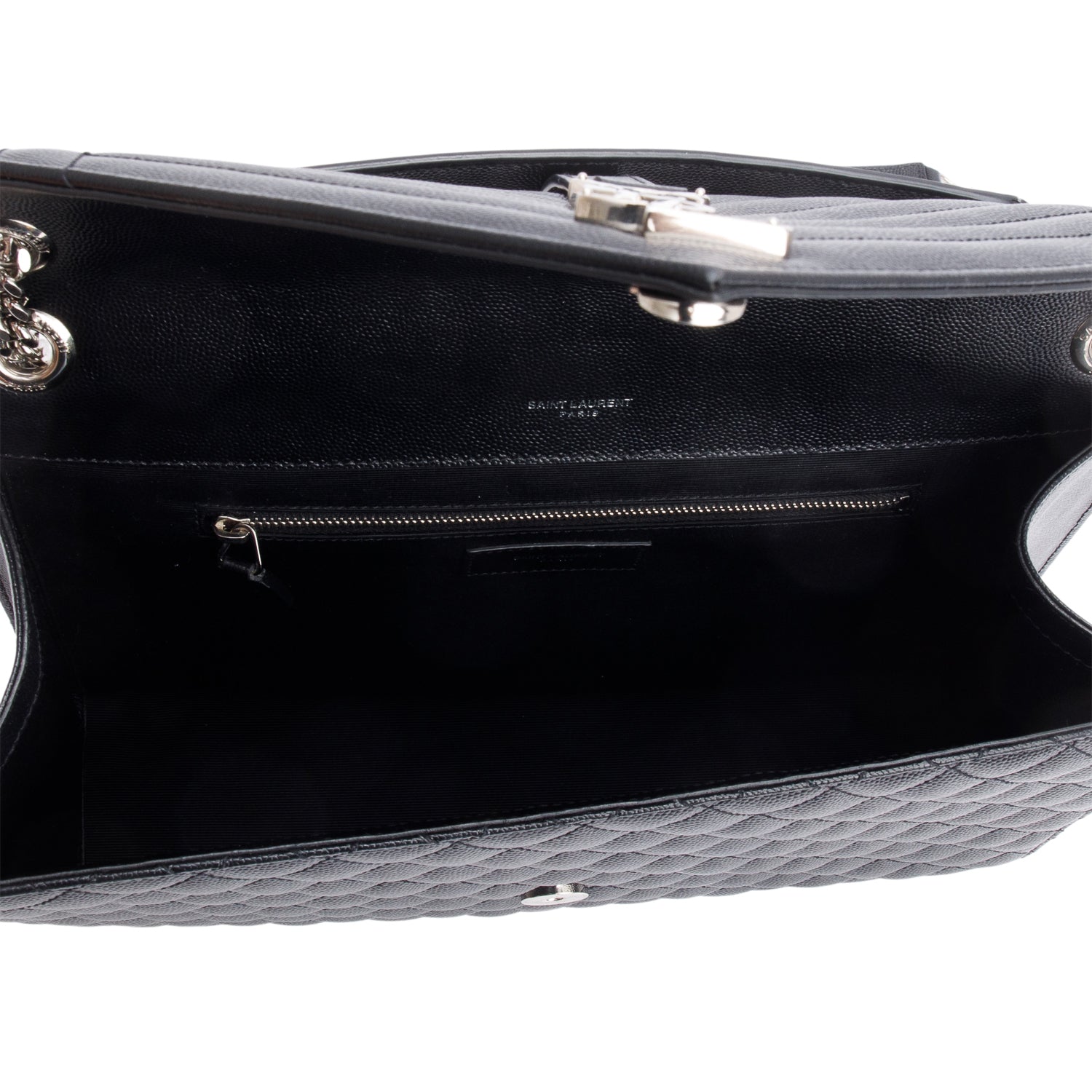 Saint Black Quilted Grain De Poudre Leather Large Envelope Chain Bag