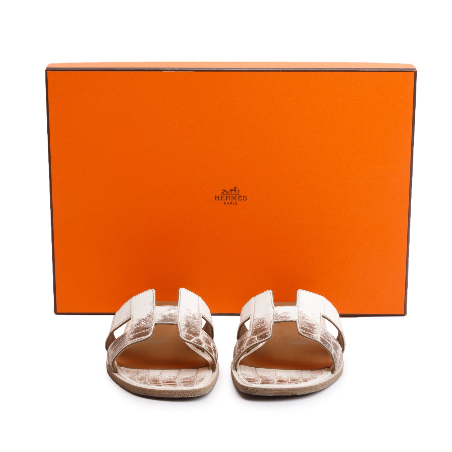 Hermes 2022 Oran Himalaya Niloticus Crocodile Sandals, Size 39 w/ Box