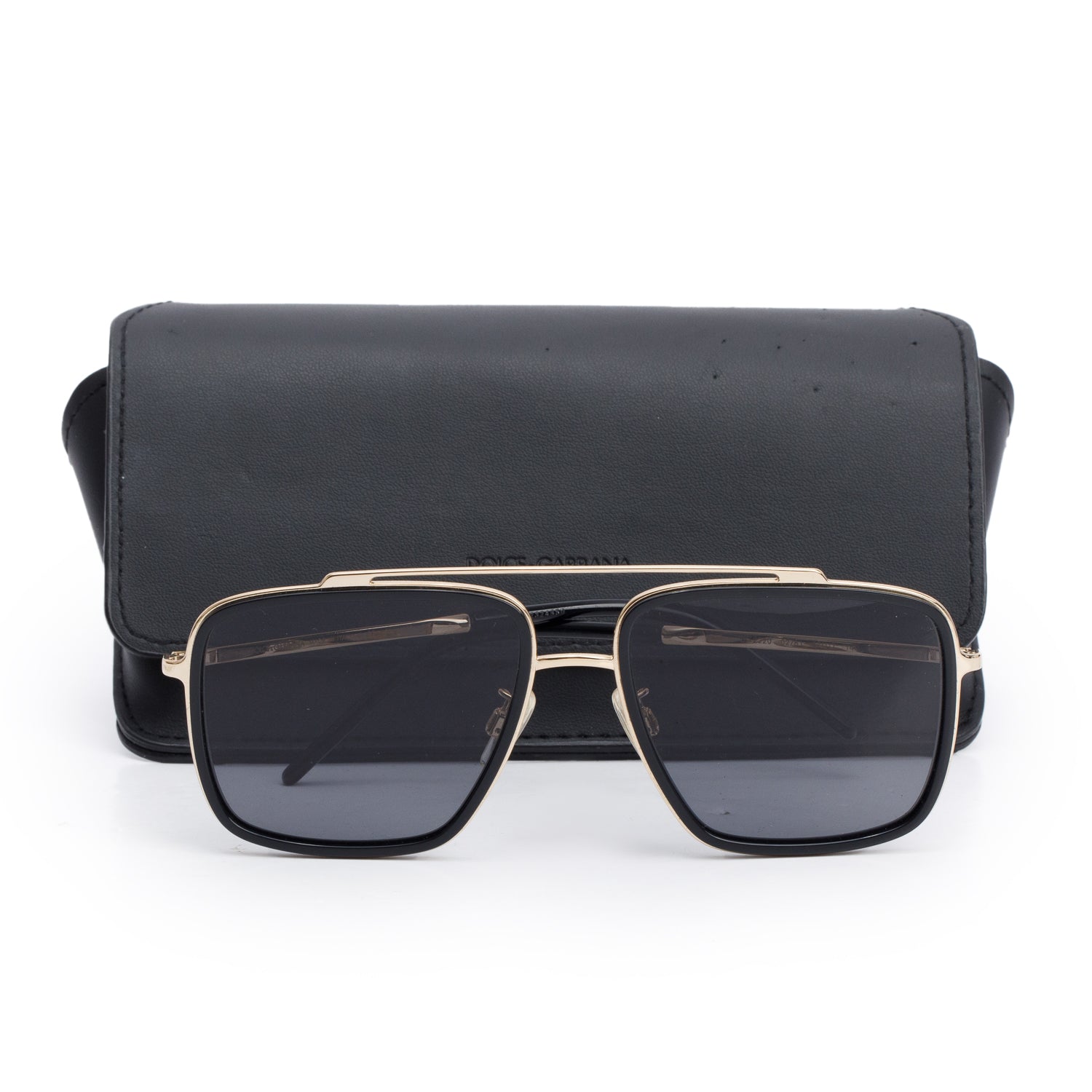 Dolce & Gabbana DG2200 Black Gold-Tone Aviator Sunglasses