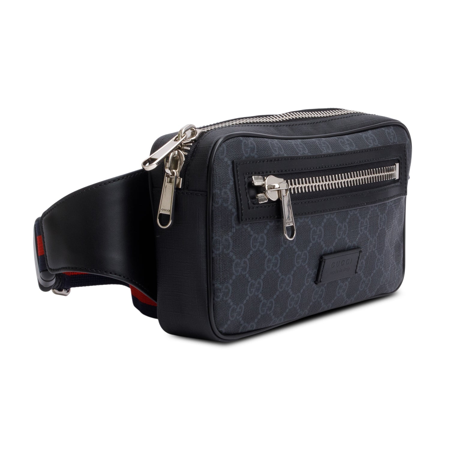Gucci Black GG Supreme Belt Bag with Zip Pocket w/ Box