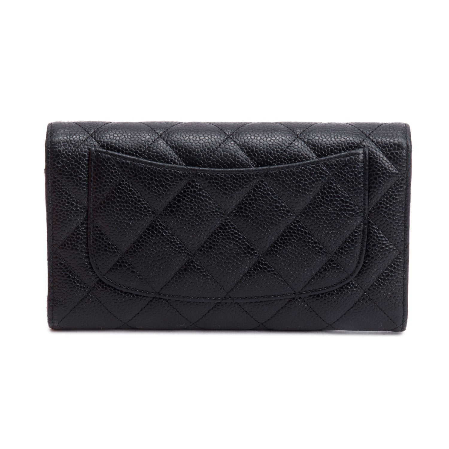 Chanel Black Caviar Leather Medium Trifold Wallet w/ Card