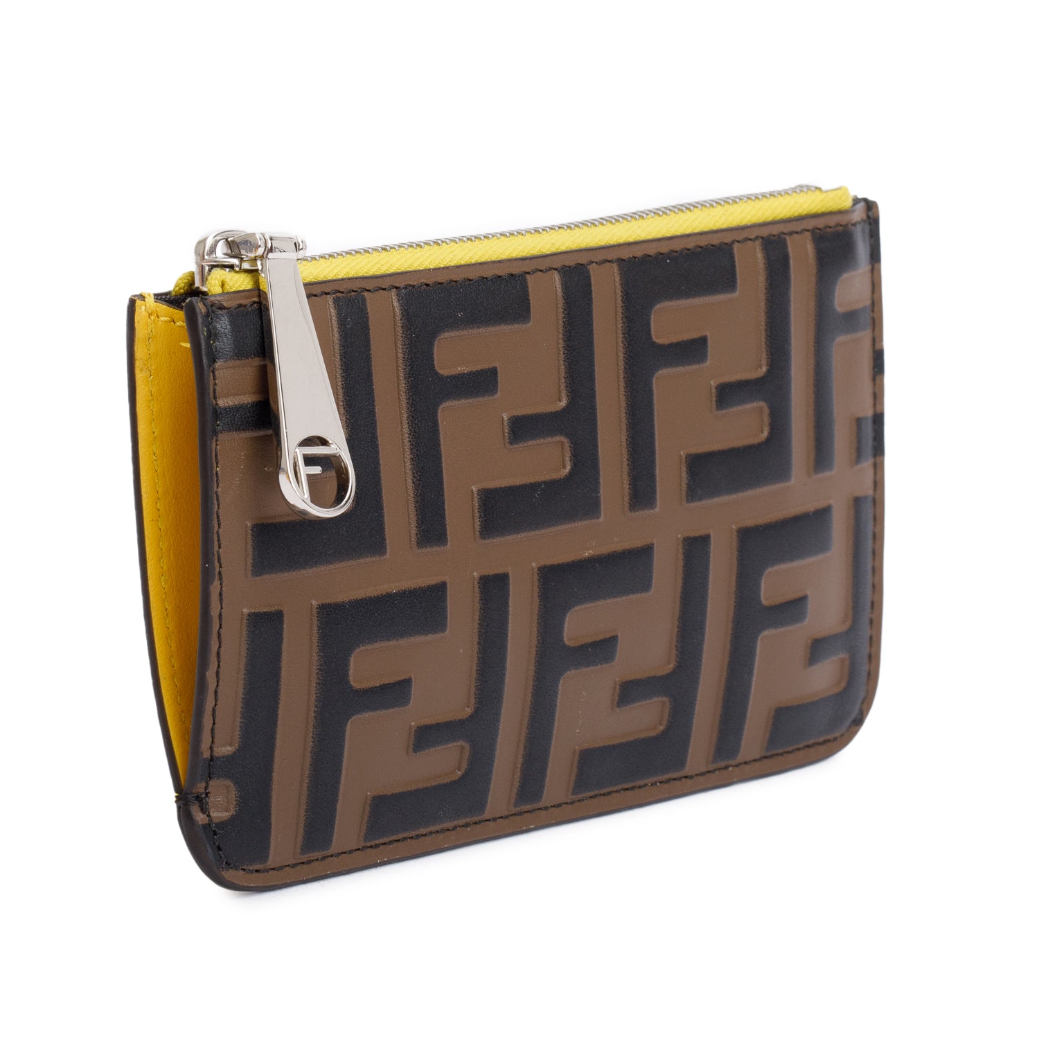 Fendi Yellow Leather Key Case Pouch w/ Box
