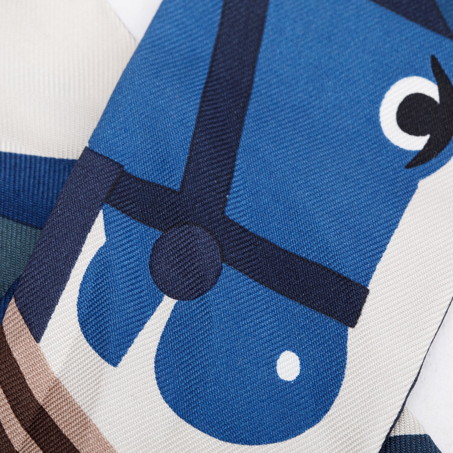 Hermes Blue Multicolor 'Parade En Fanfare' Silk Twilly w/ Box