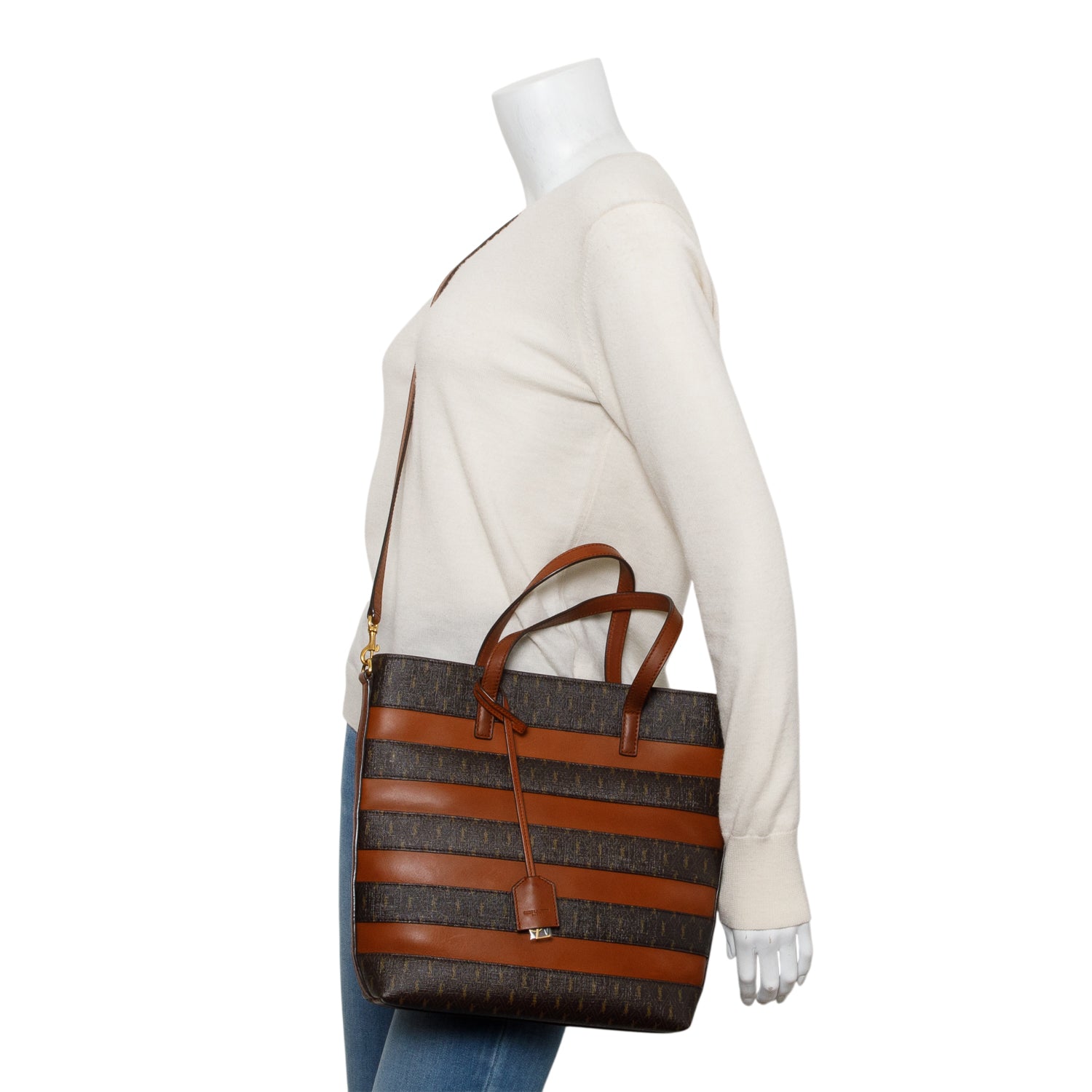 Saint Laurent 2021 Brown Le Monogram Toy Shopping Tote w/ Strap