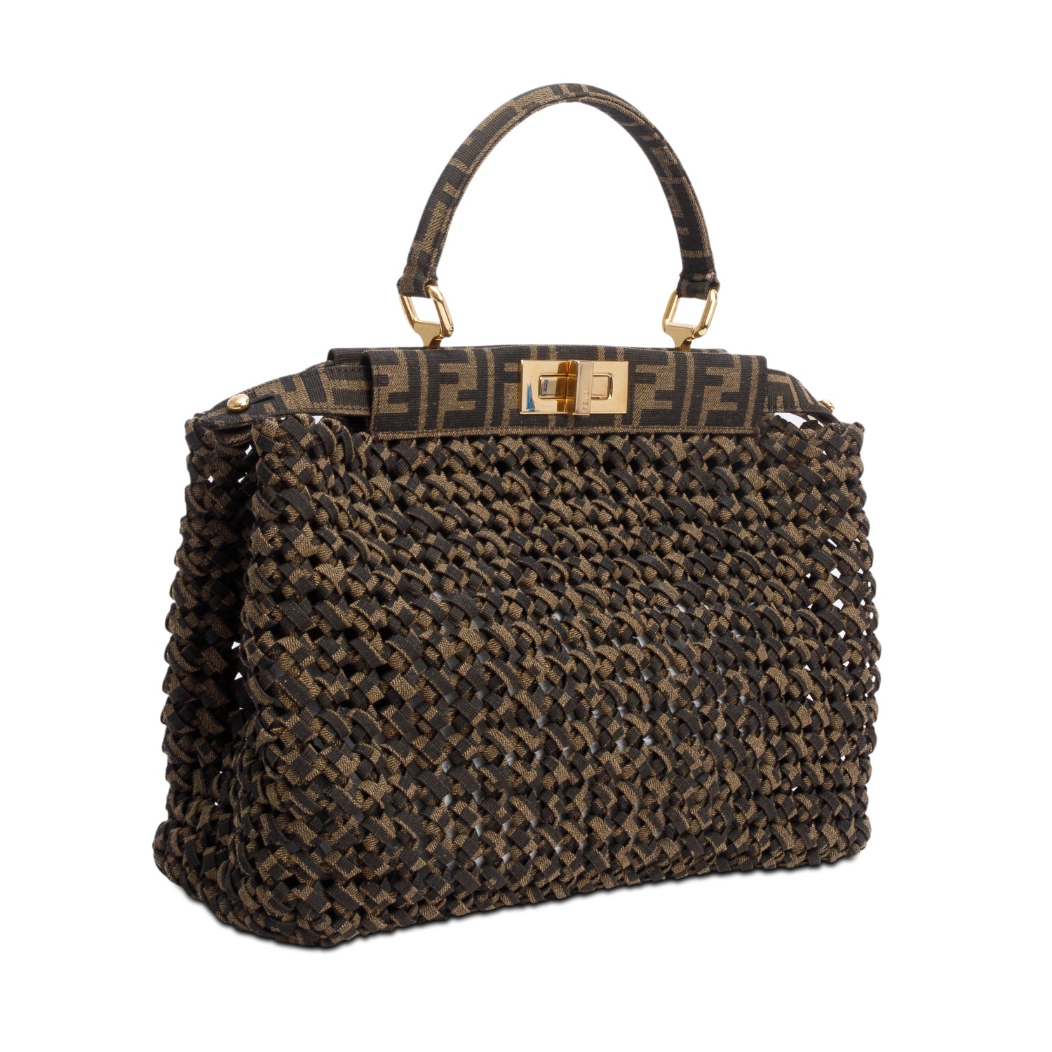 Fendi FF Zucca Woven Interlace Medium Peekaboo Bag w/ Strap