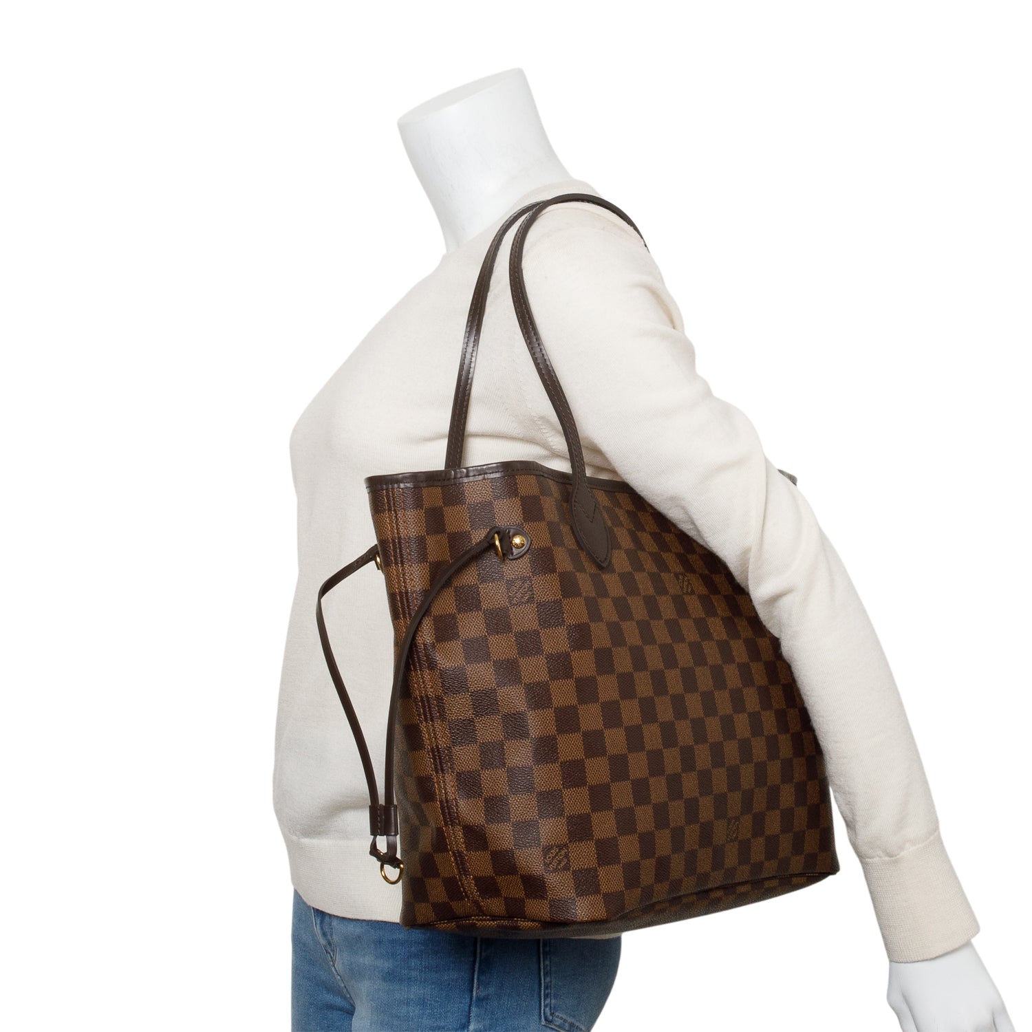 Louis Vuitton Damier Ebene Neverfull MM w/ Pouch & Box