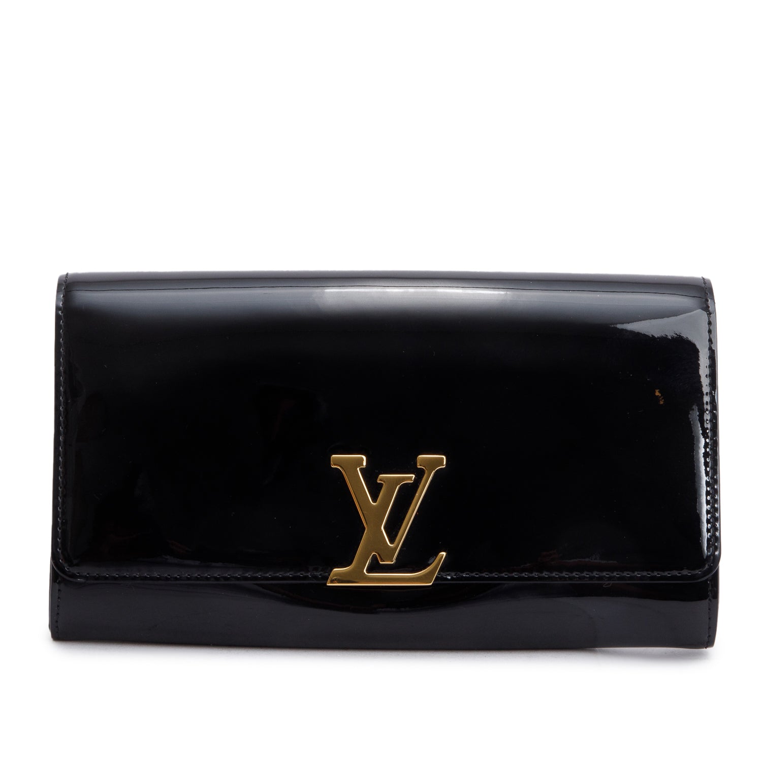 Louis Vuitton Black Vernis Signature Louise Clutch w/ Box