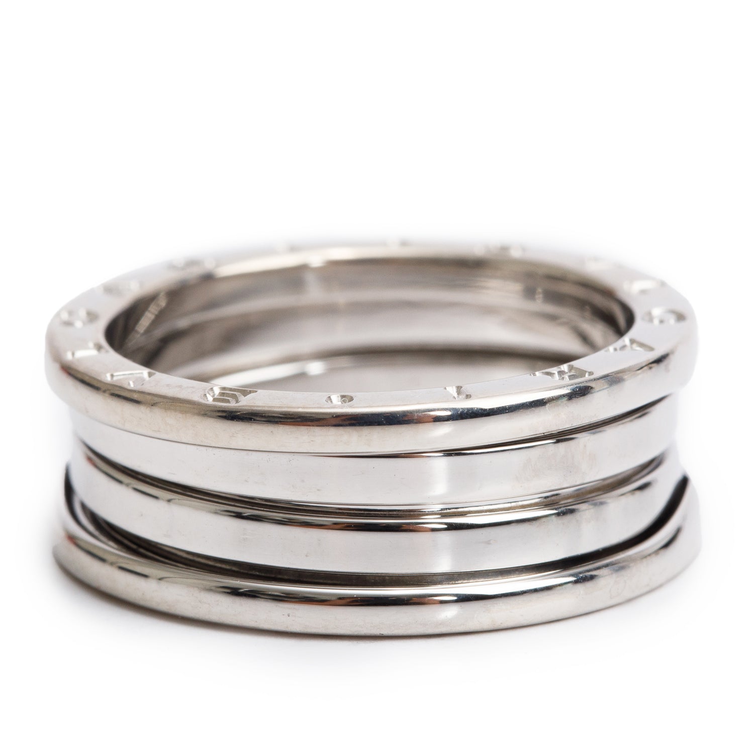 BVLGARI 18k White Gold B.Zero1 Three-Band Ring, Size 61 9.5 w/ Box