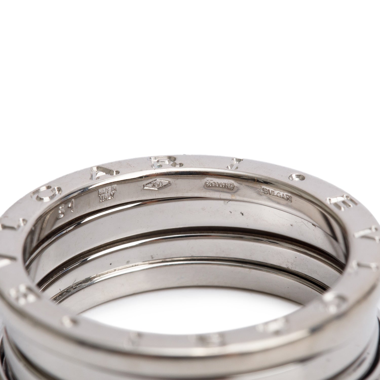 BVLGARI 18k White Gold B.Zero1 Three-Band Ring, Size 61 9.5 w/ Box