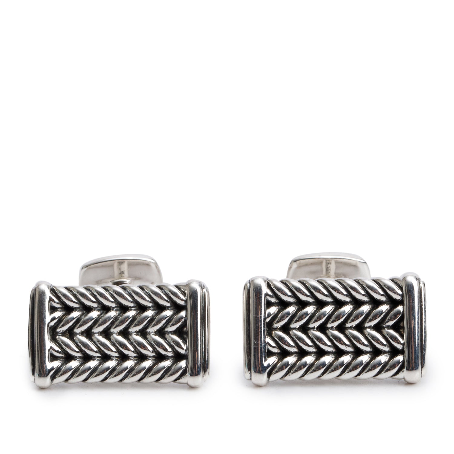 David Yurman Sterling Silver Chevron Cufflinks