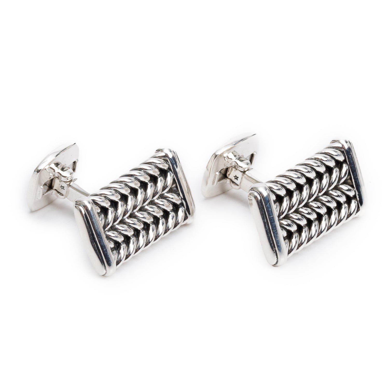 David Yurman Sterling Silver Chevron Cufflinks