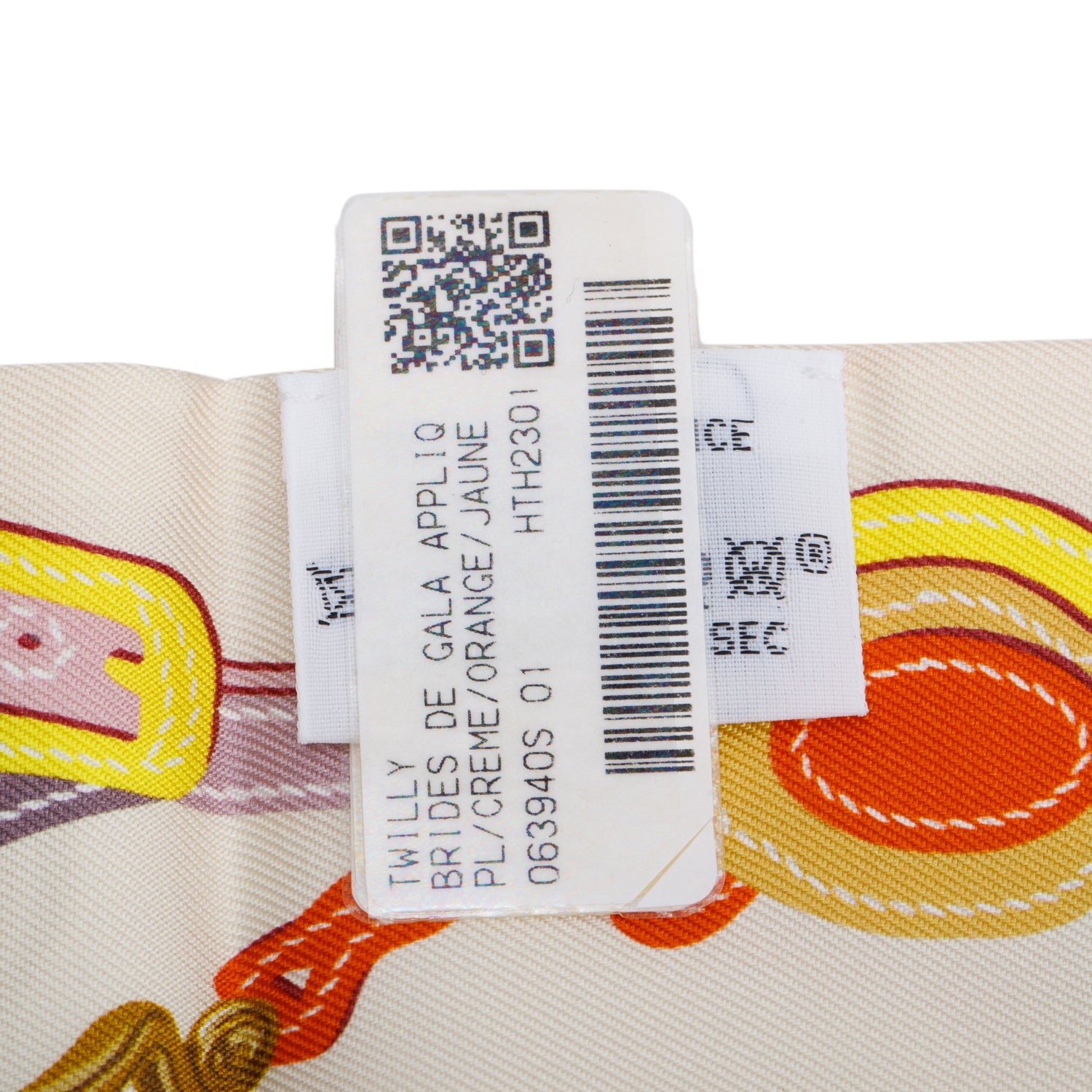 Hermes Creme/Orange 'Brides de Gala Applique Pique' Silk Twilly