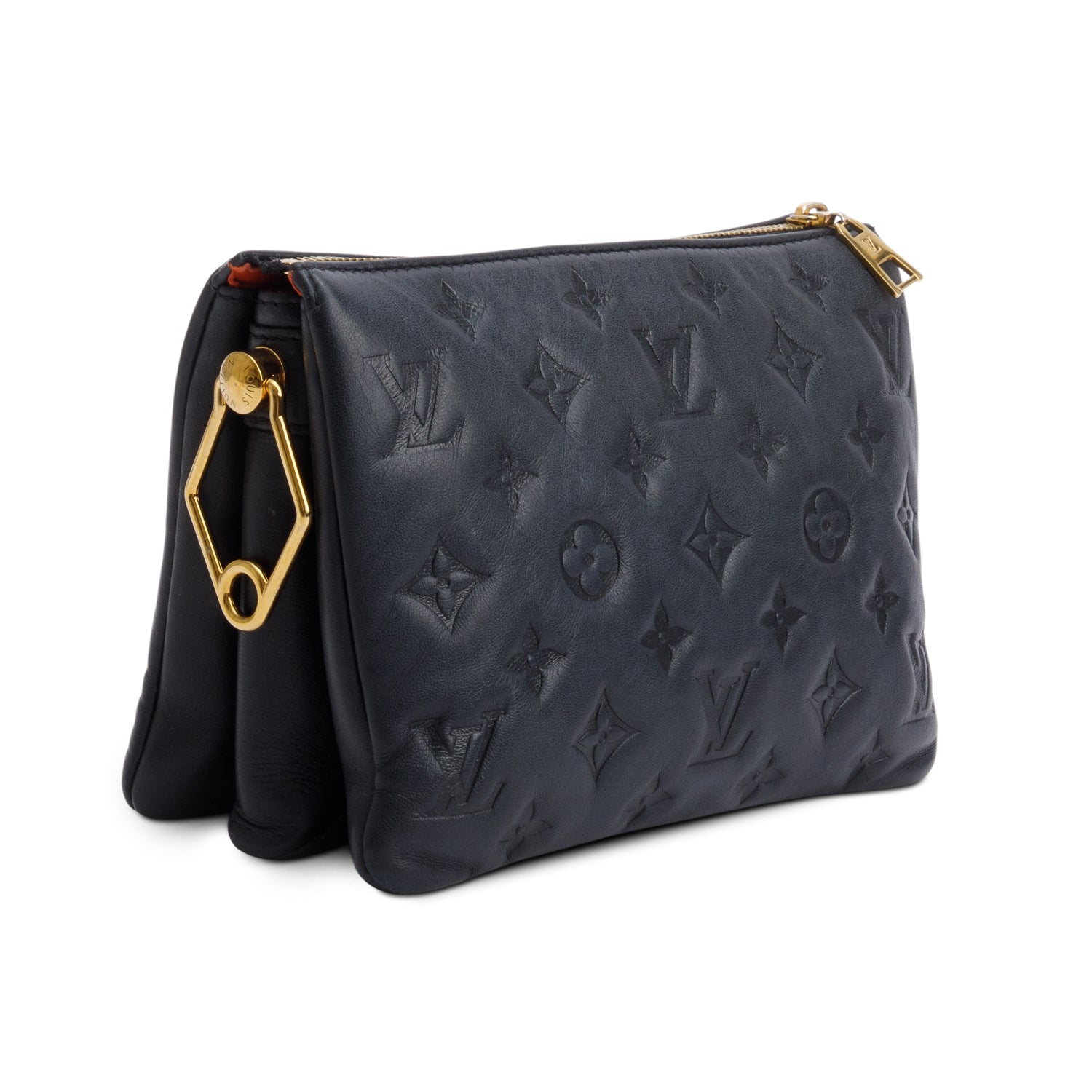 Louis Vuitton 2022 Black Monogram Embossed Lambskin Leather Coussin BB w/ Receipt