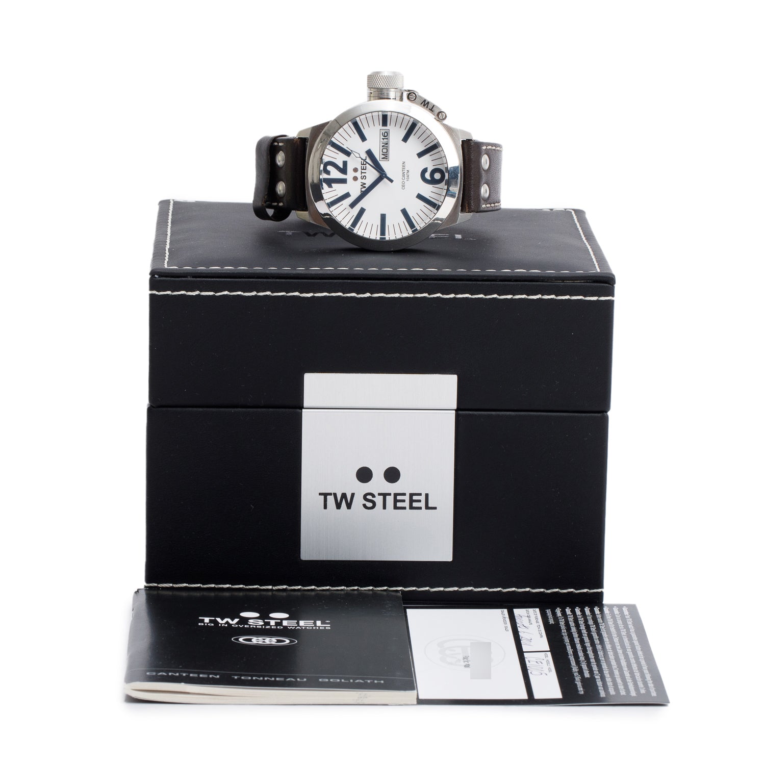 TW Steel Stainless Steel CEO Canteen 45 MM Day Date Quartz Watch CE1005 w/ Box & Papers